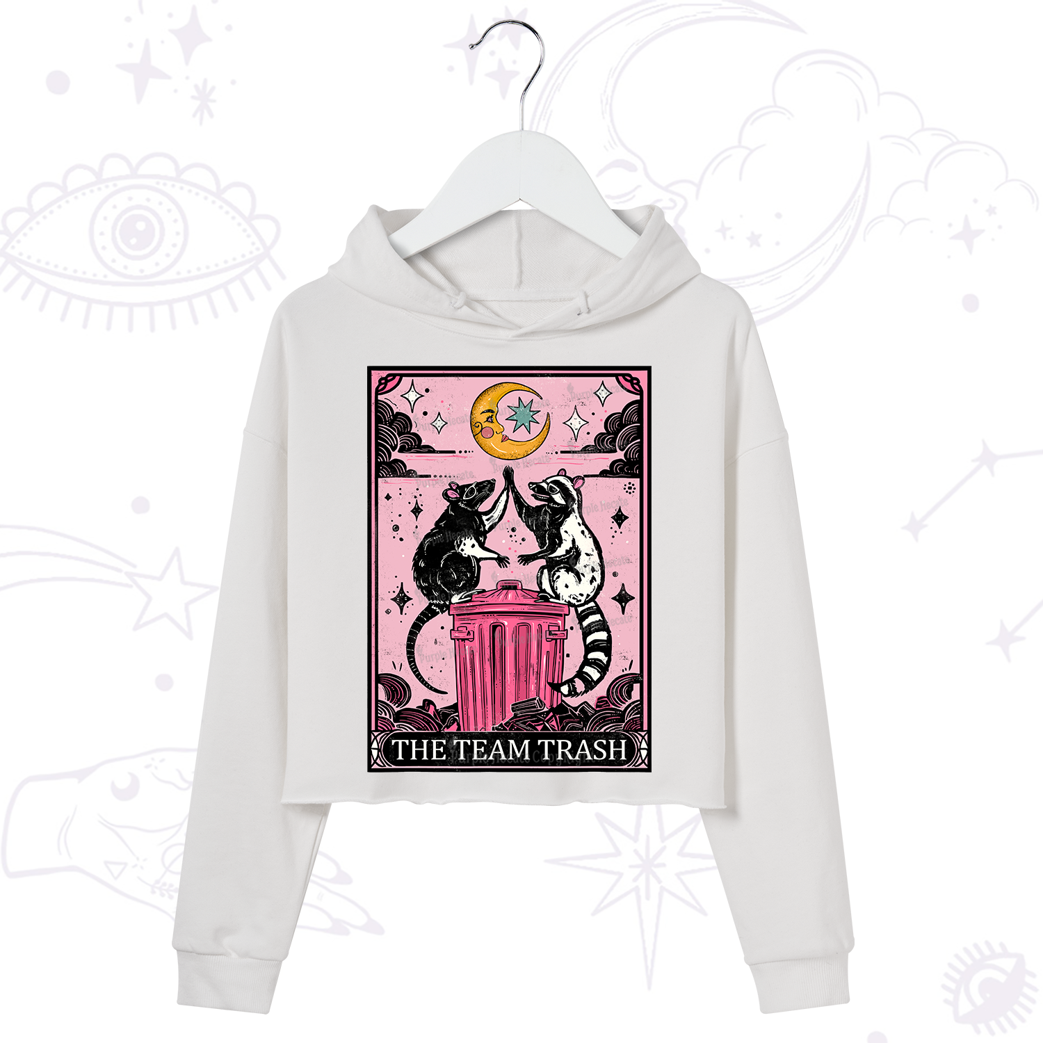 Purplehecate The Team Trash Opossum tarot Crop Hoodie