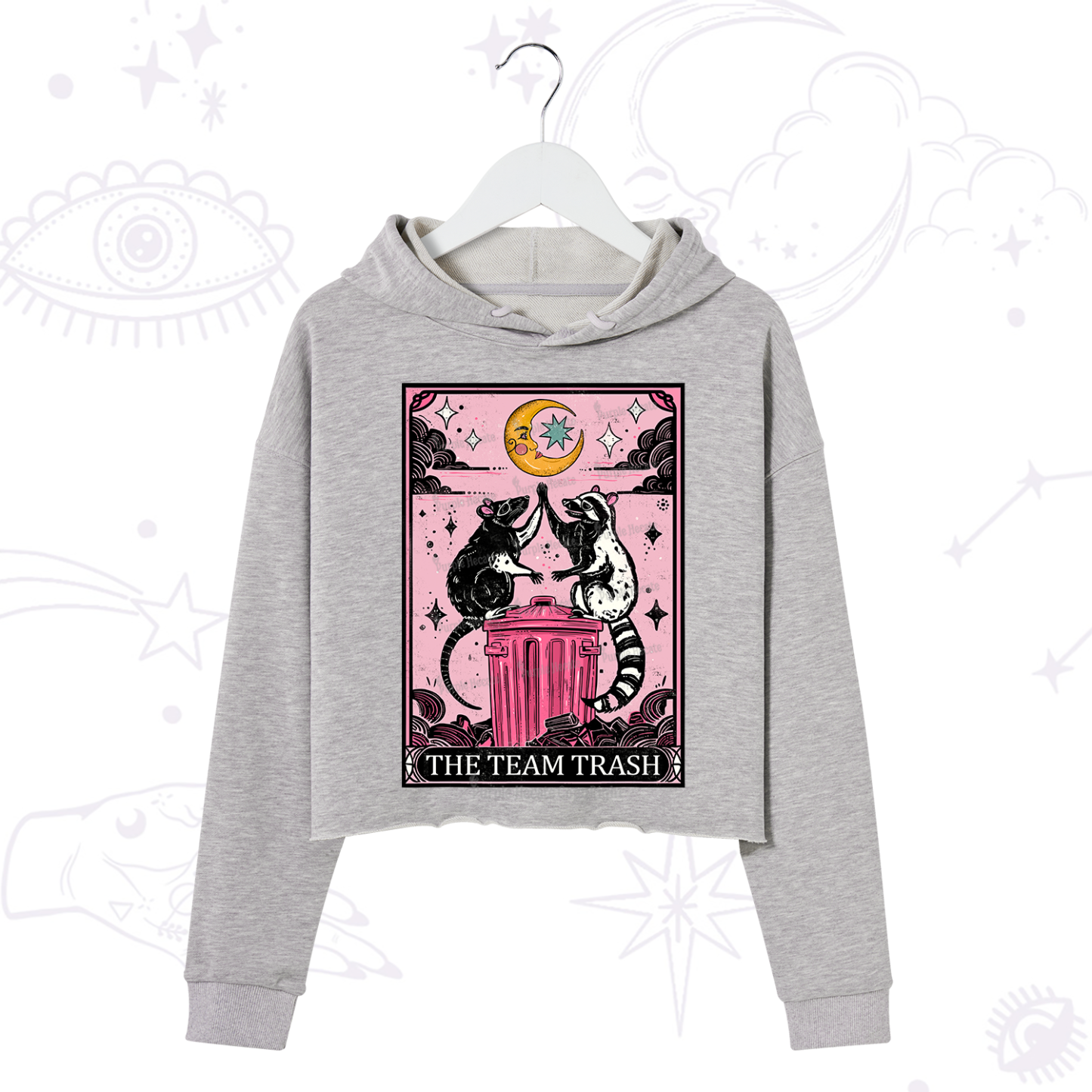 Purplehecate The Team Trash Opossum tarot Crop Hoodie