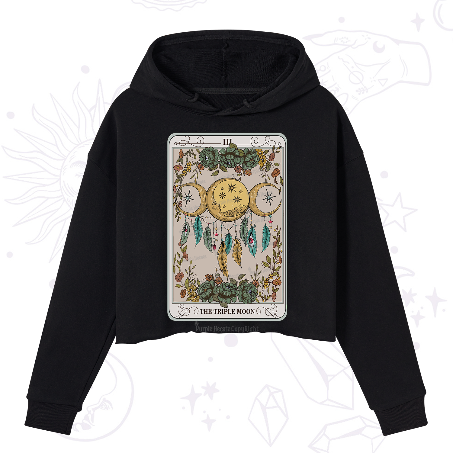Purplehecate The Triple Moon Tarot Card Crop Hoodie