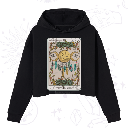 Purplehecate The Triple Moon Tarot Card Crop Hoodie