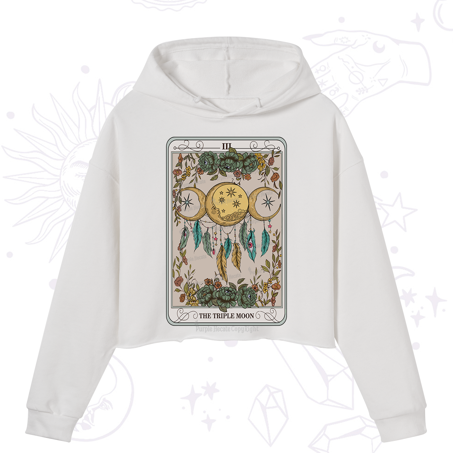 Purplehecate The Triple Moon Tarot Card Crop Hoodie