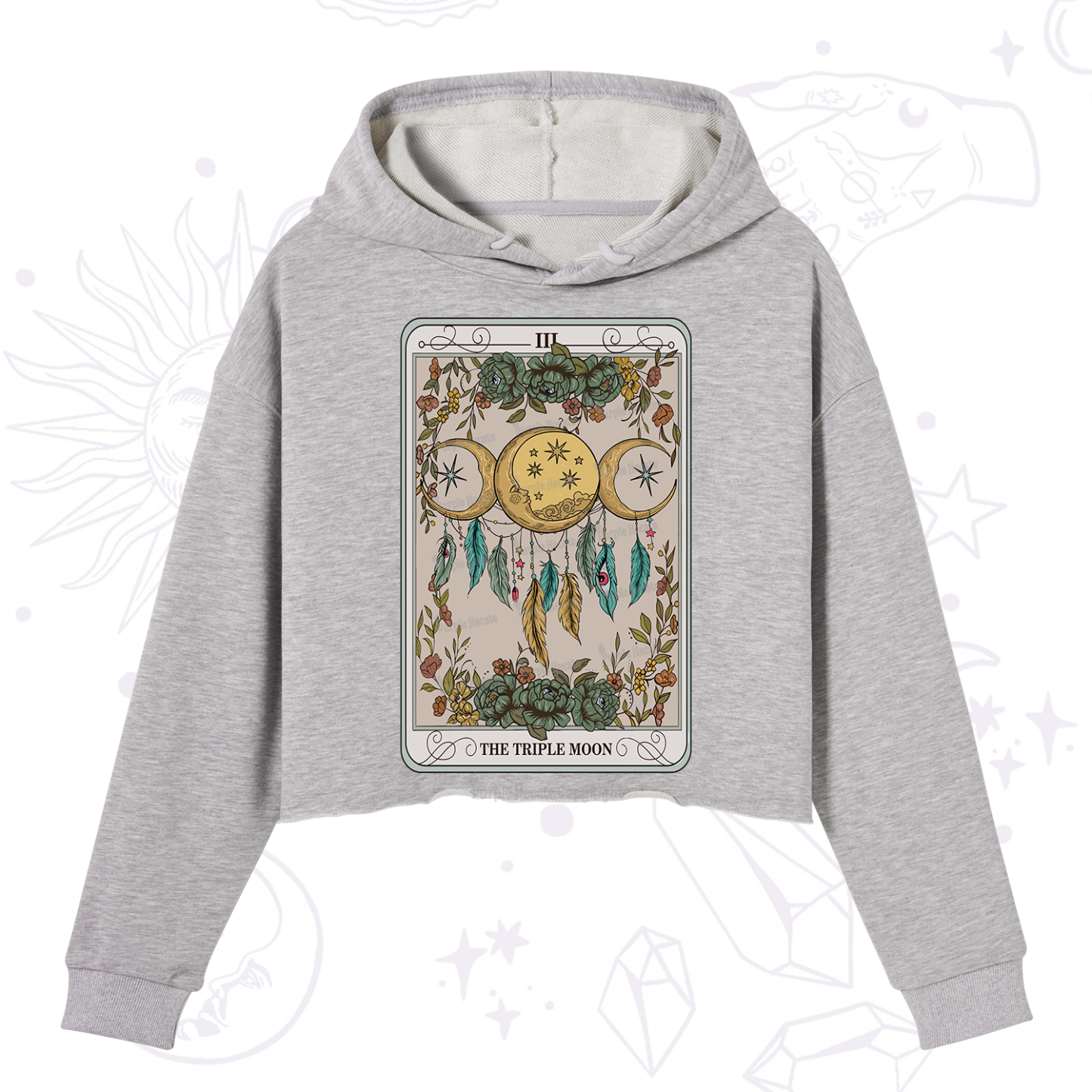Purplehecate The Triple Moon Tarot Card Crop Hoodie