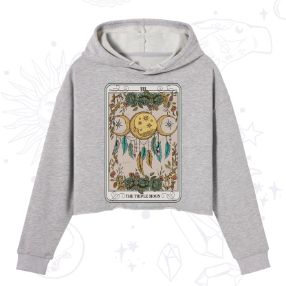 Purplehecate The Triple Moon Tarot Card Crop Hoodie