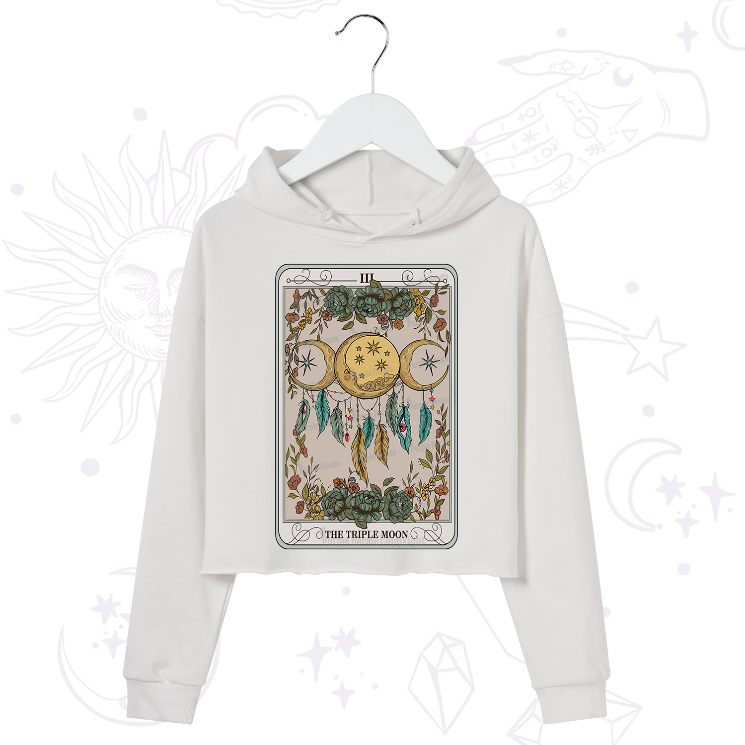 Purplehecate The Triple Moon Tarot Card Crop Hoodie