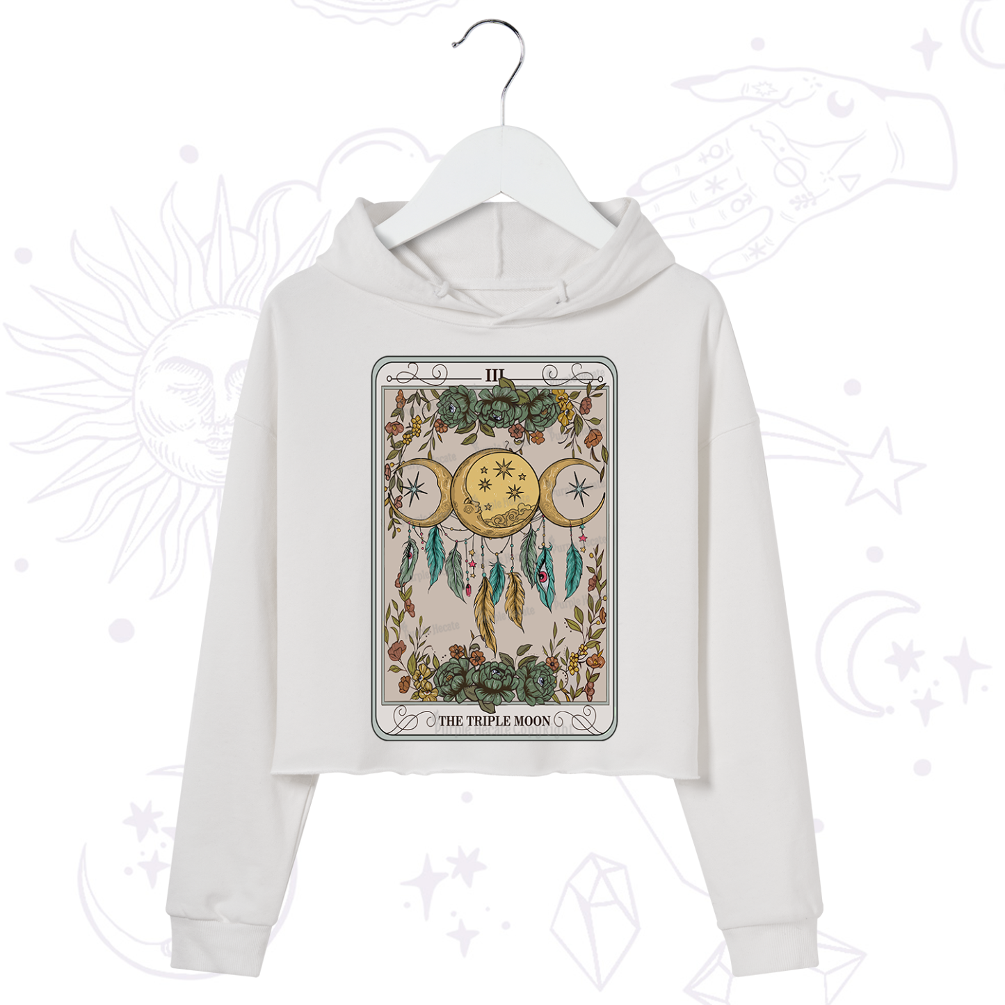 Purplehecate The Triple Moon Tarot Card Crop Hoodie