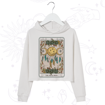 Purplehecate The Triple Moon Tarot Card Crop Hoodie