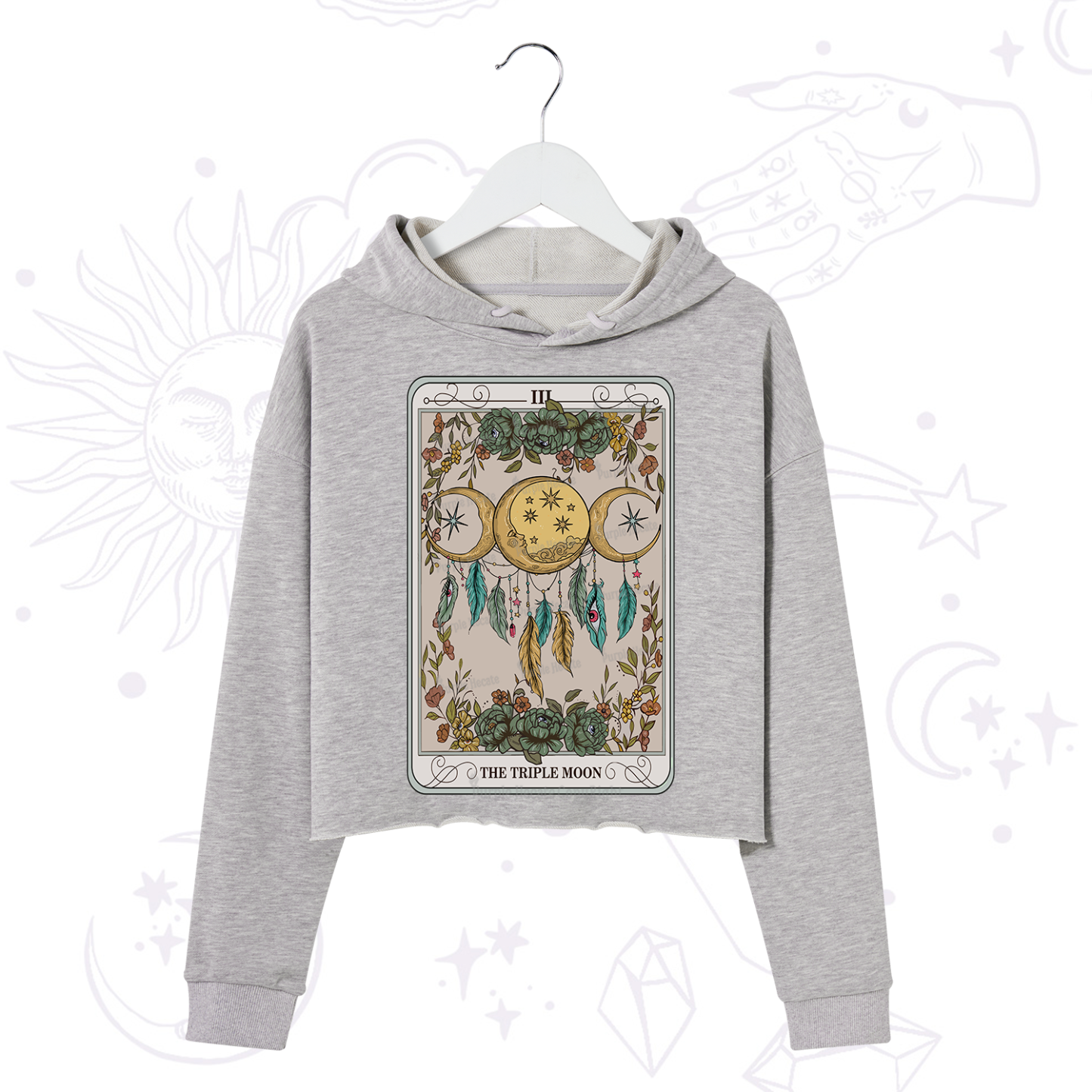 Purplehecate The Triple Moon Tarot Card Crop Hoodie