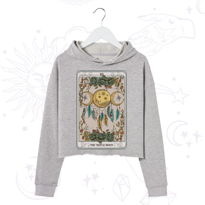 Purplehecate The Triple Moon Tarot Card Crop Hoodie