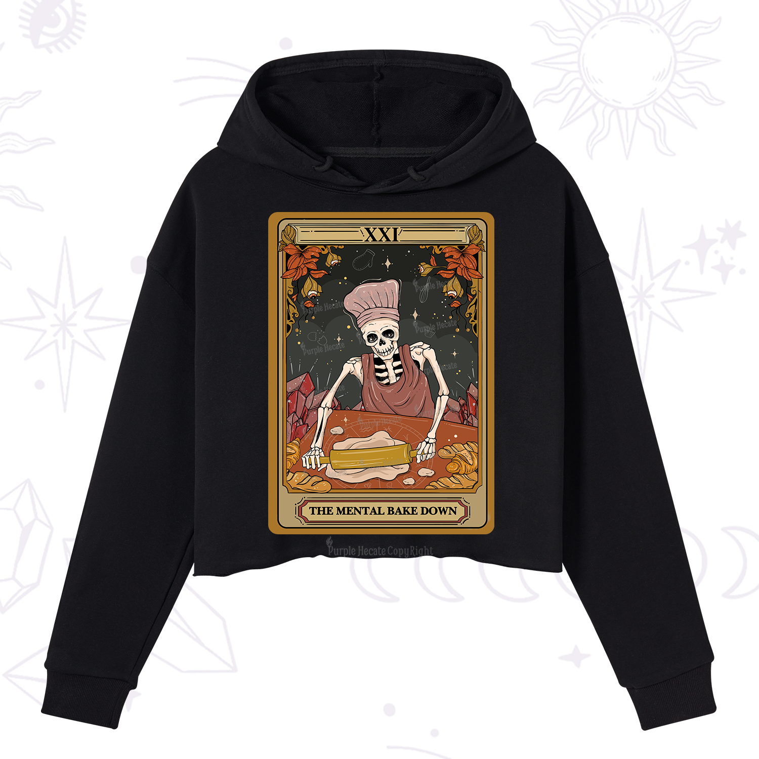 Purplehecate The Mental Bake Down Tarot Crop Hoodie