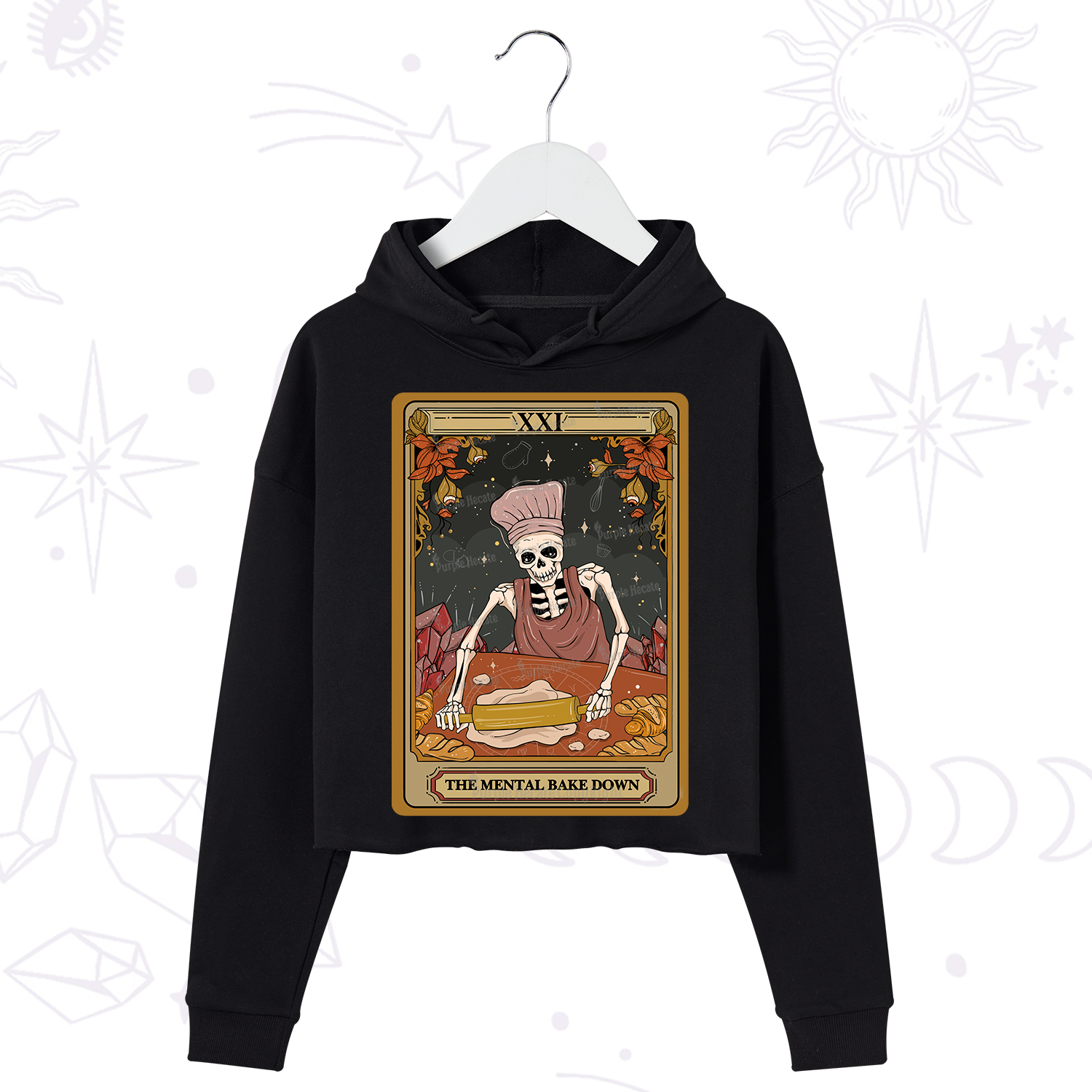 Purplehecate The Mental Bake Down Tarot Crop Hoodie