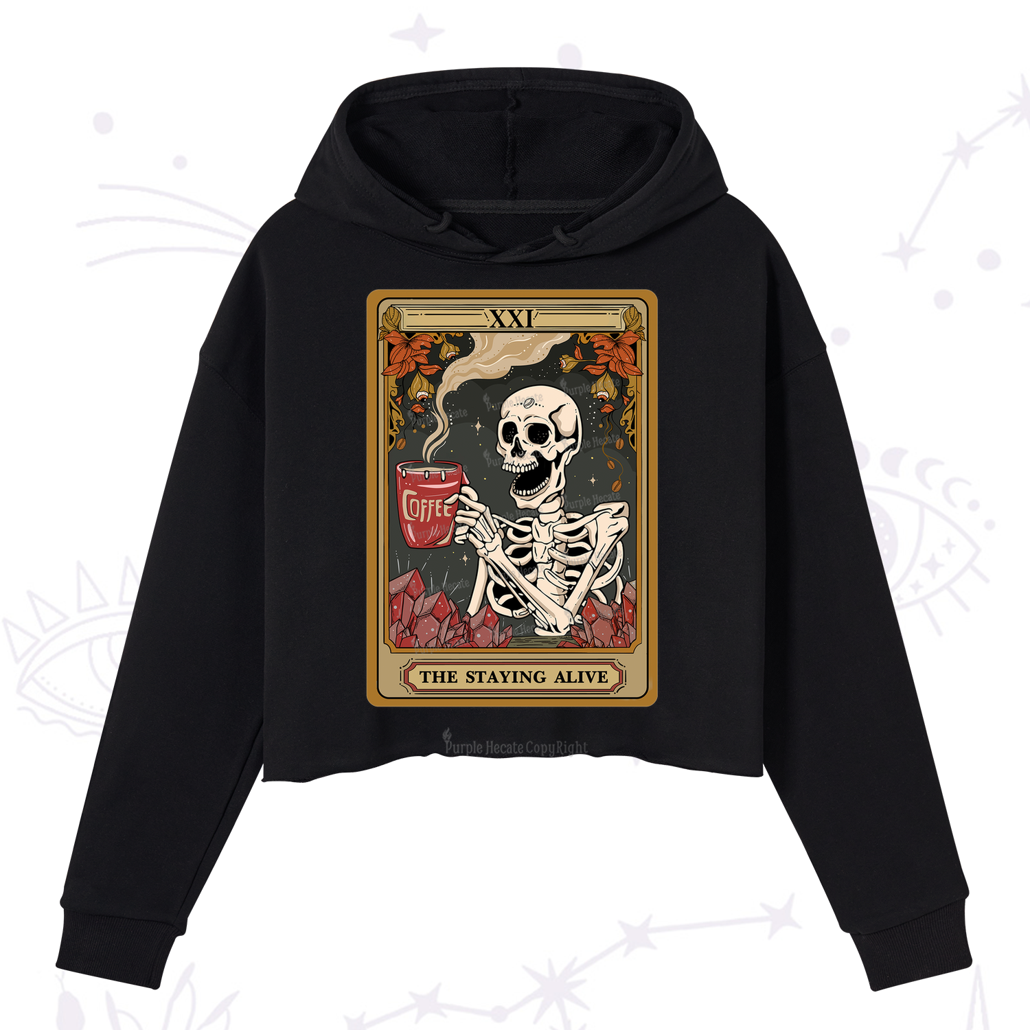 Purplehecate The Stating Alive Tarot Card Crop Hoodie