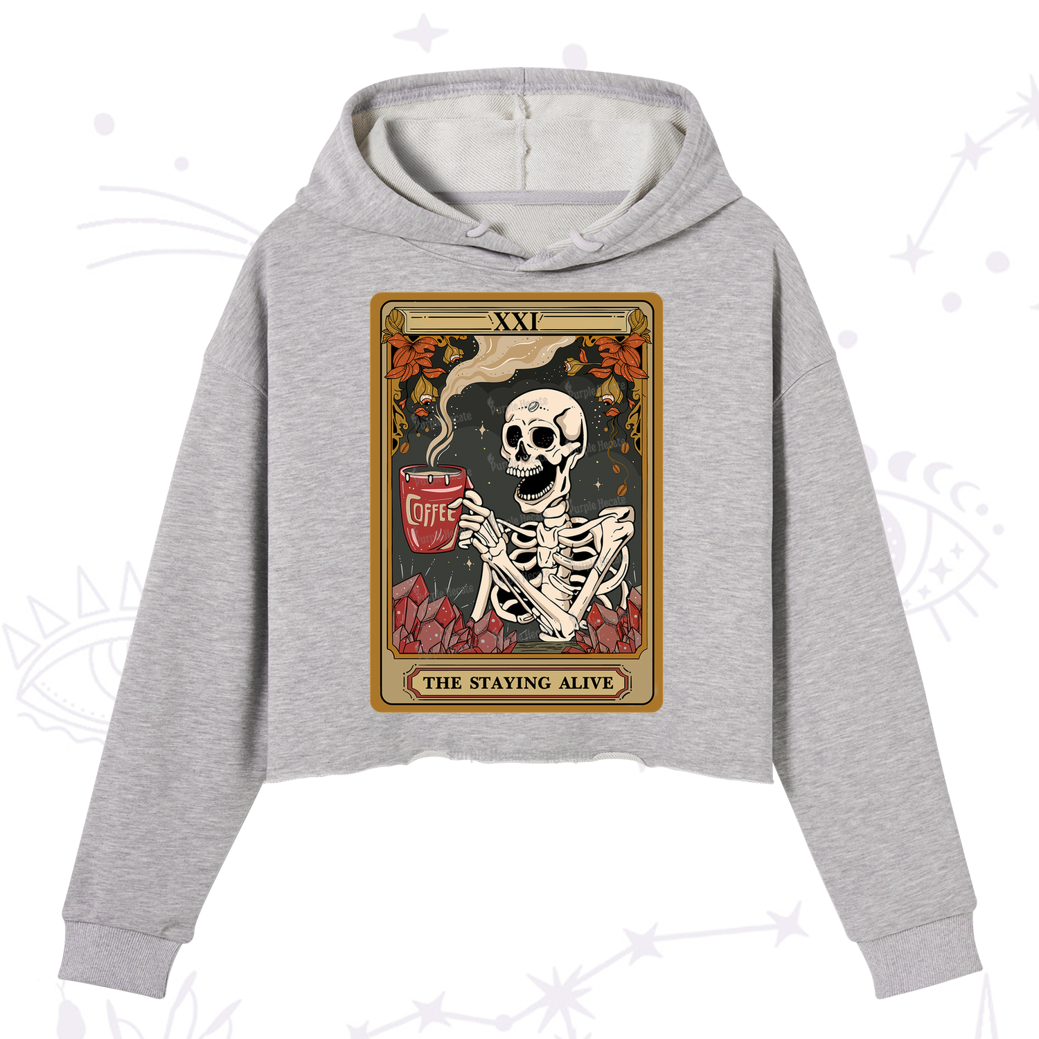 Purplehecate The Stating Alive Tarot Card Crop Hoodie