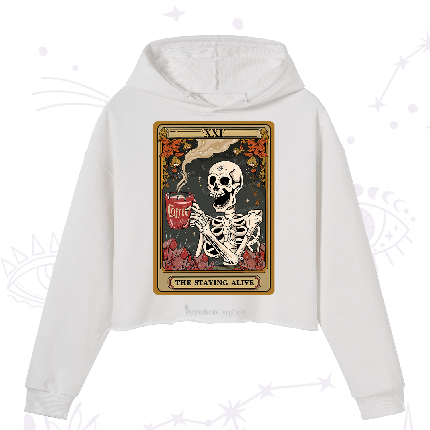 Purplehecate The Stating Alive Tarot Card Crop Hoodie