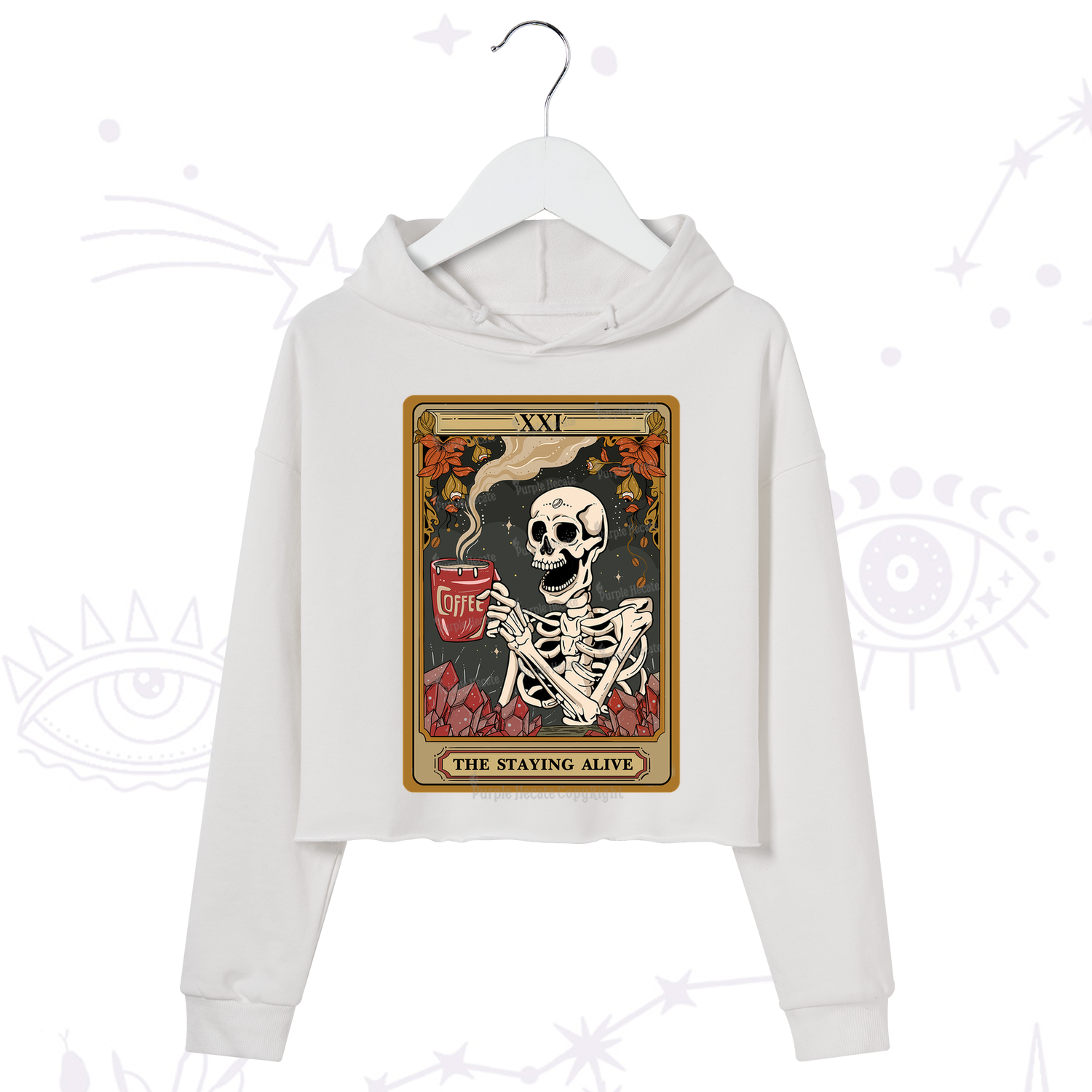 Purplehecate The Stating Alive Tarot Card Crop Hoodie
