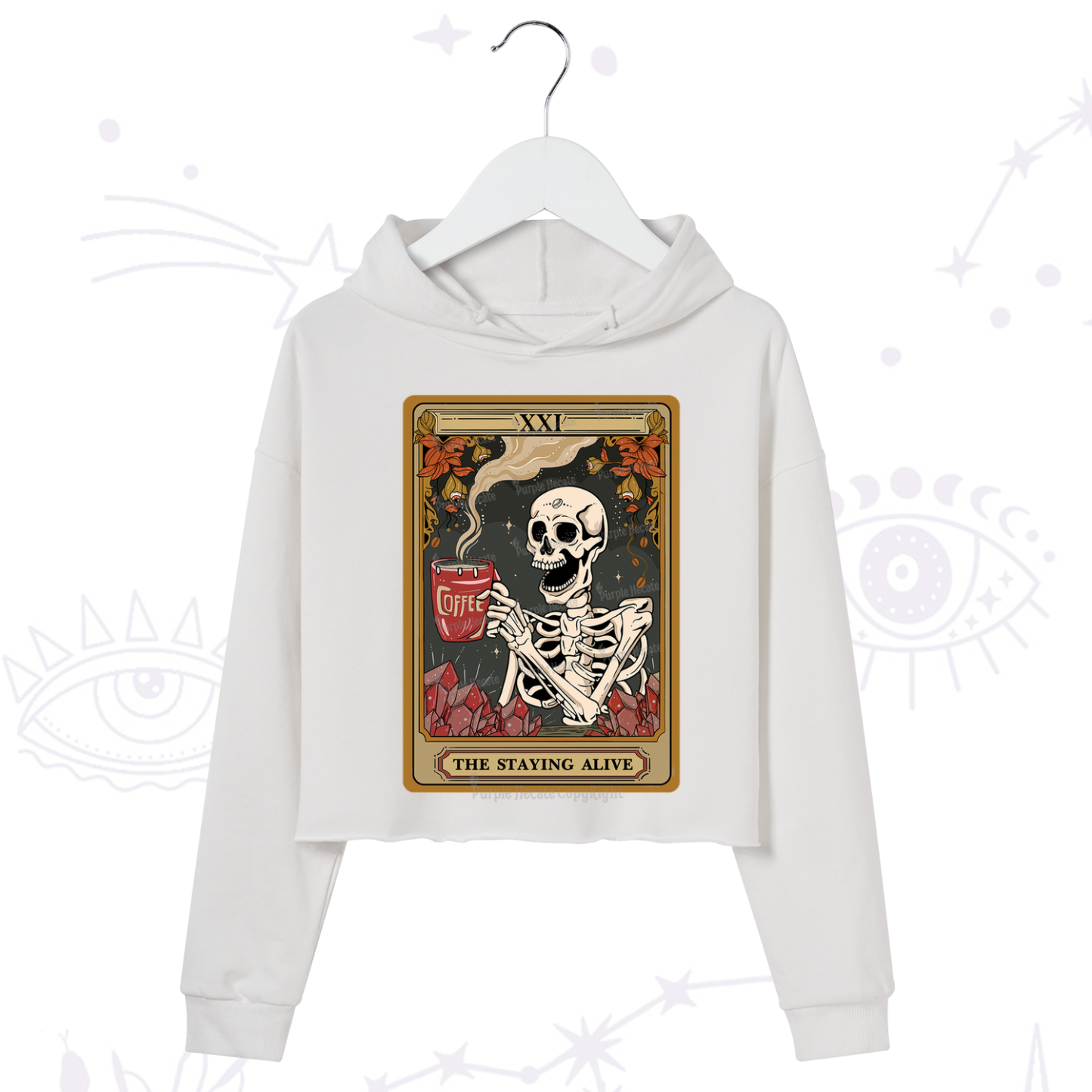 Purplehecate The Stating Alive Tarot Card Crop Hoodie