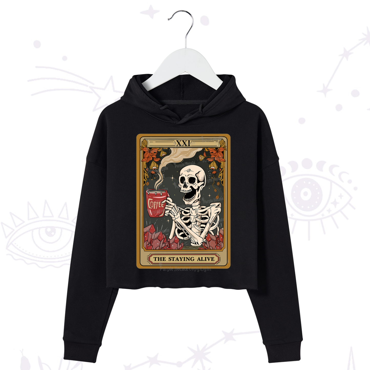 Purplehecate The Stating Alive Tarot Card Crop Hoodie