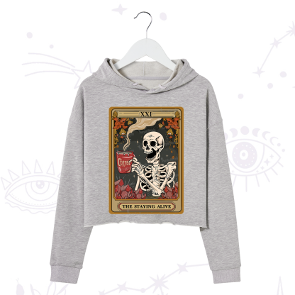Purplehecate The Stating Alive Tarot Card Crop Hoodie