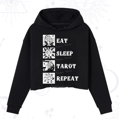 Purplehecate Eat Sleep Tarot Repeat Crop Hoodie
