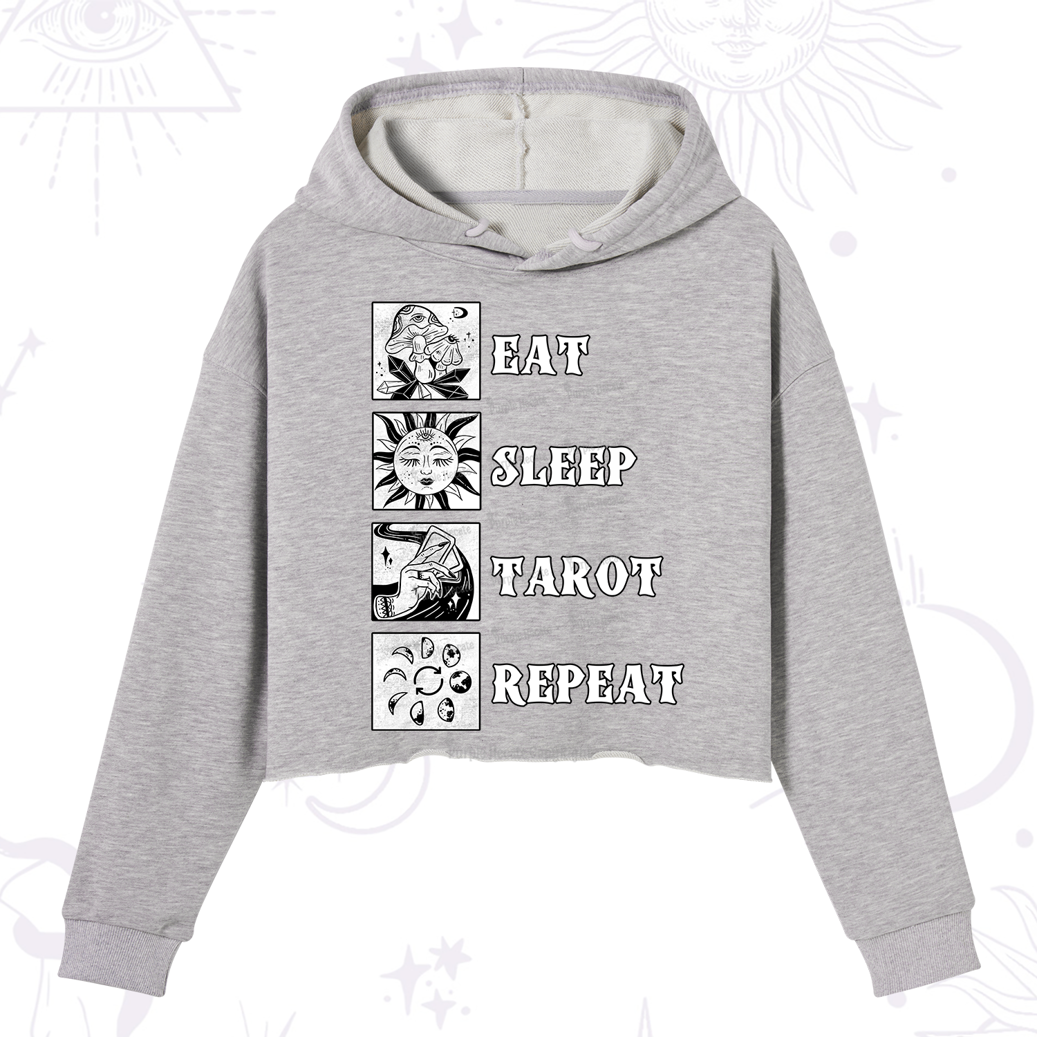 Purplehecate Eat Sleep Tarot Repeat Crop Hoodie