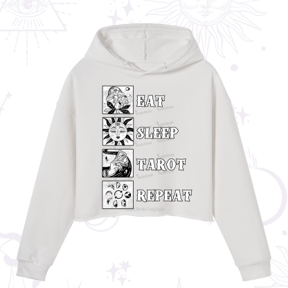Purplehecate Eat Sleep Tarot Repeat Crop Hoodie