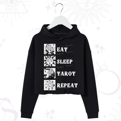 Purplehecate Eat Sleep Tarot Repeat Crop Hoodie