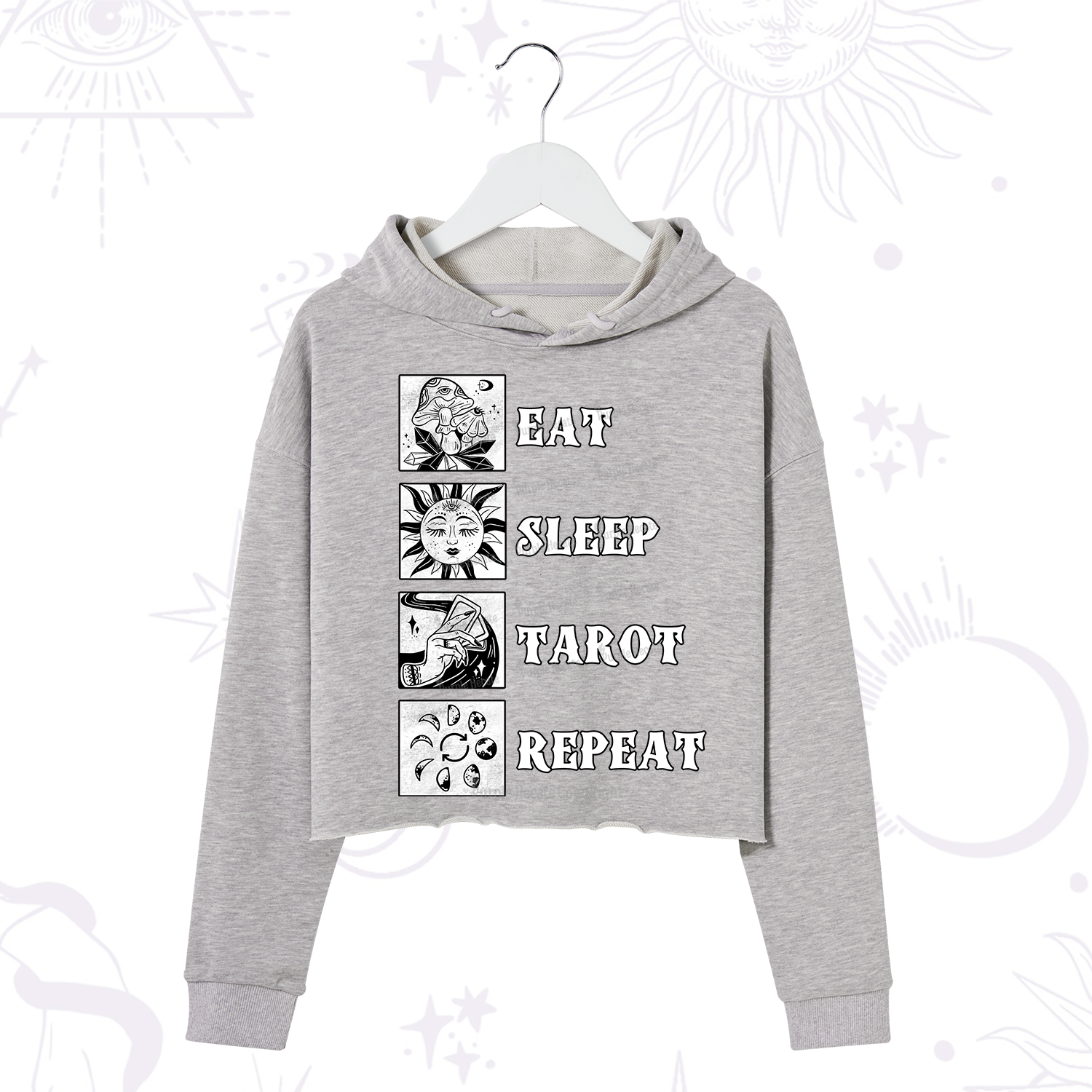 Purplehecate Eat Sleep Tarot Repeat Crop Hoodie