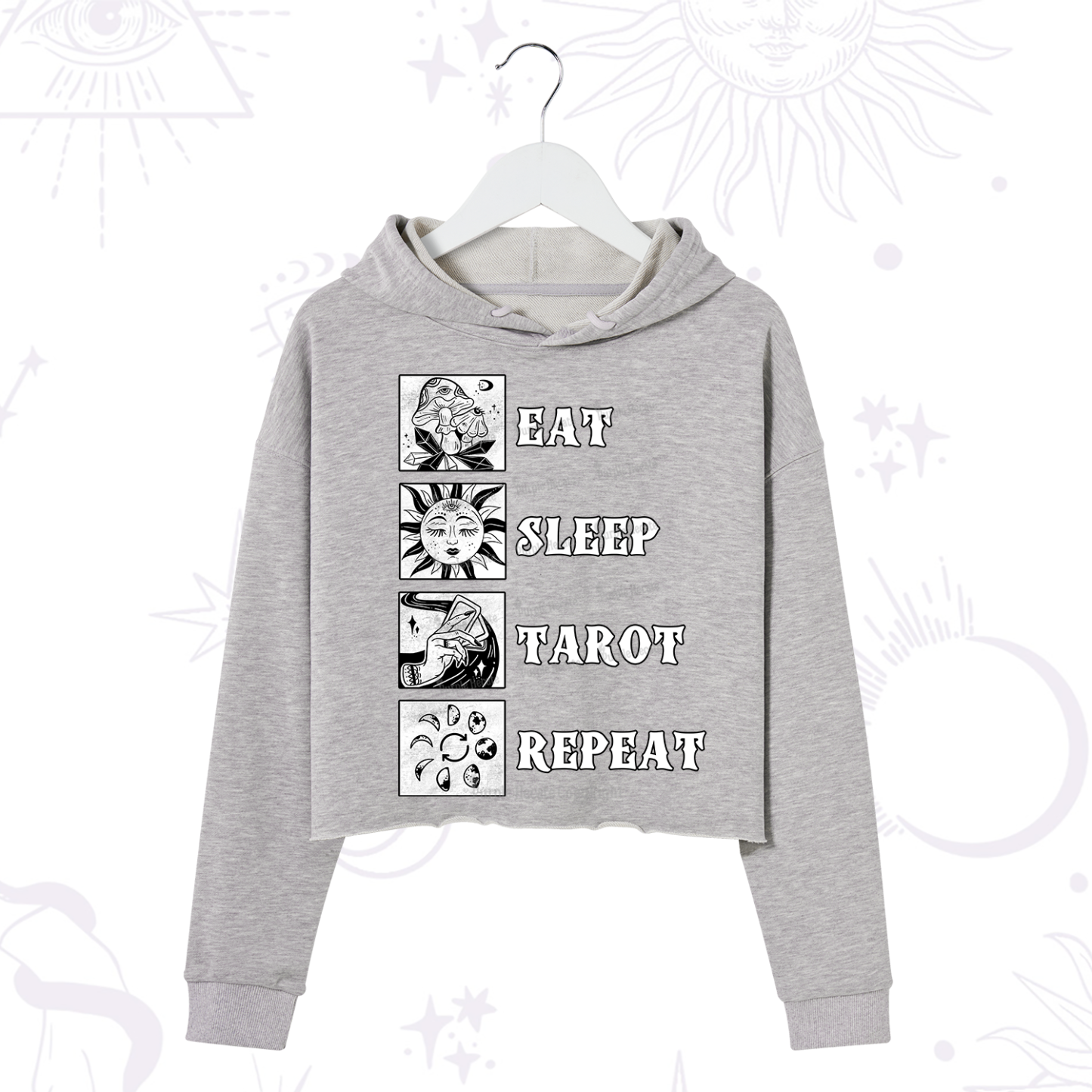Purplehecate Eat Sleep Tarot Repeat Crop Hoodie