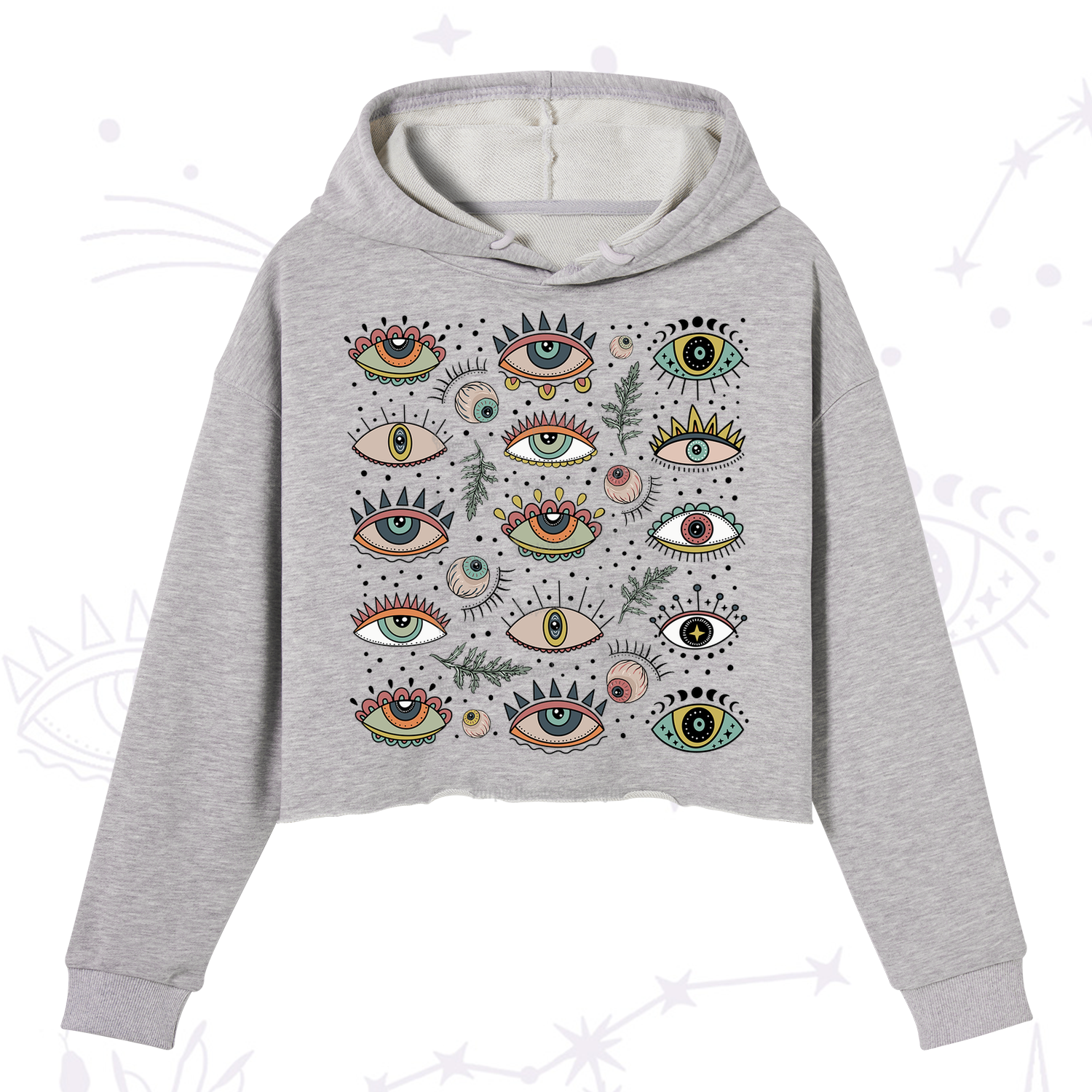 Purplehecate Evil Eye Array Crop Hoodie