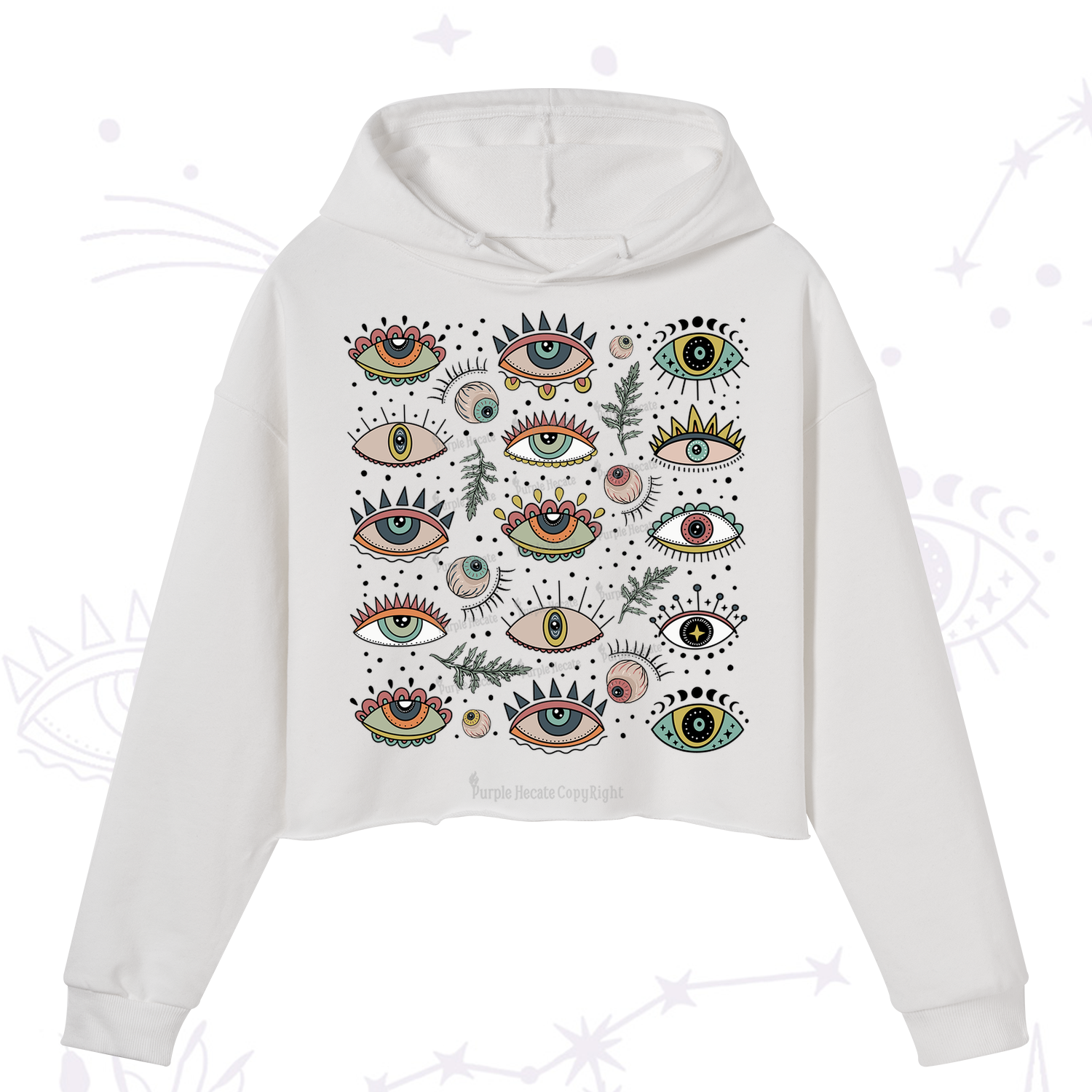 Purplehecate Evil Eye Array Crop Hoodie