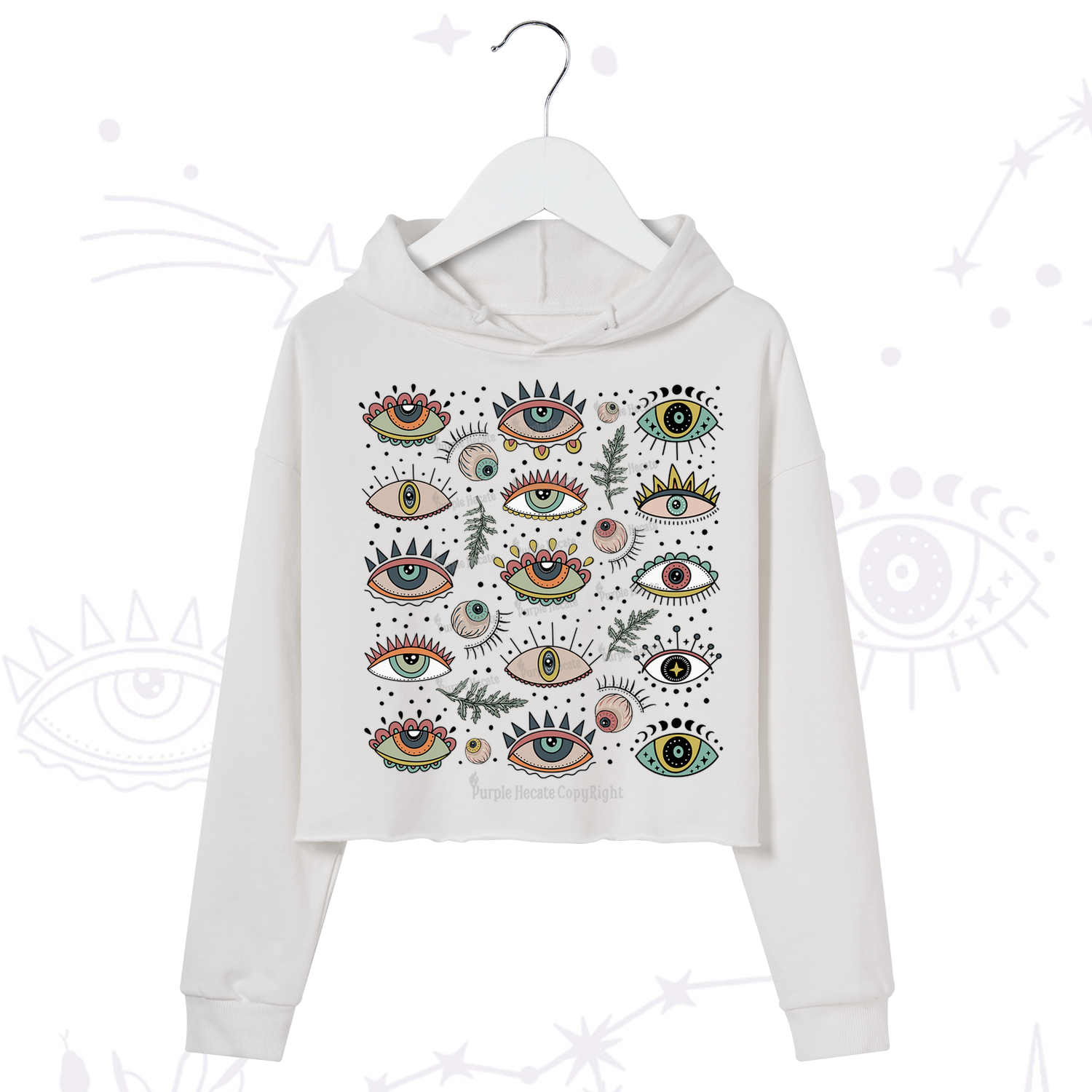 Purplehecate Evil Eye Array Crop Hoodie
