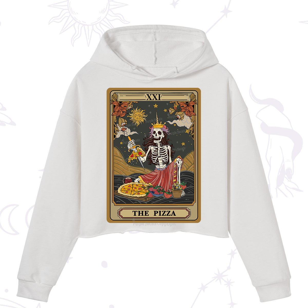Purplehecate The Pizza Tarot Card Crop Hoodie