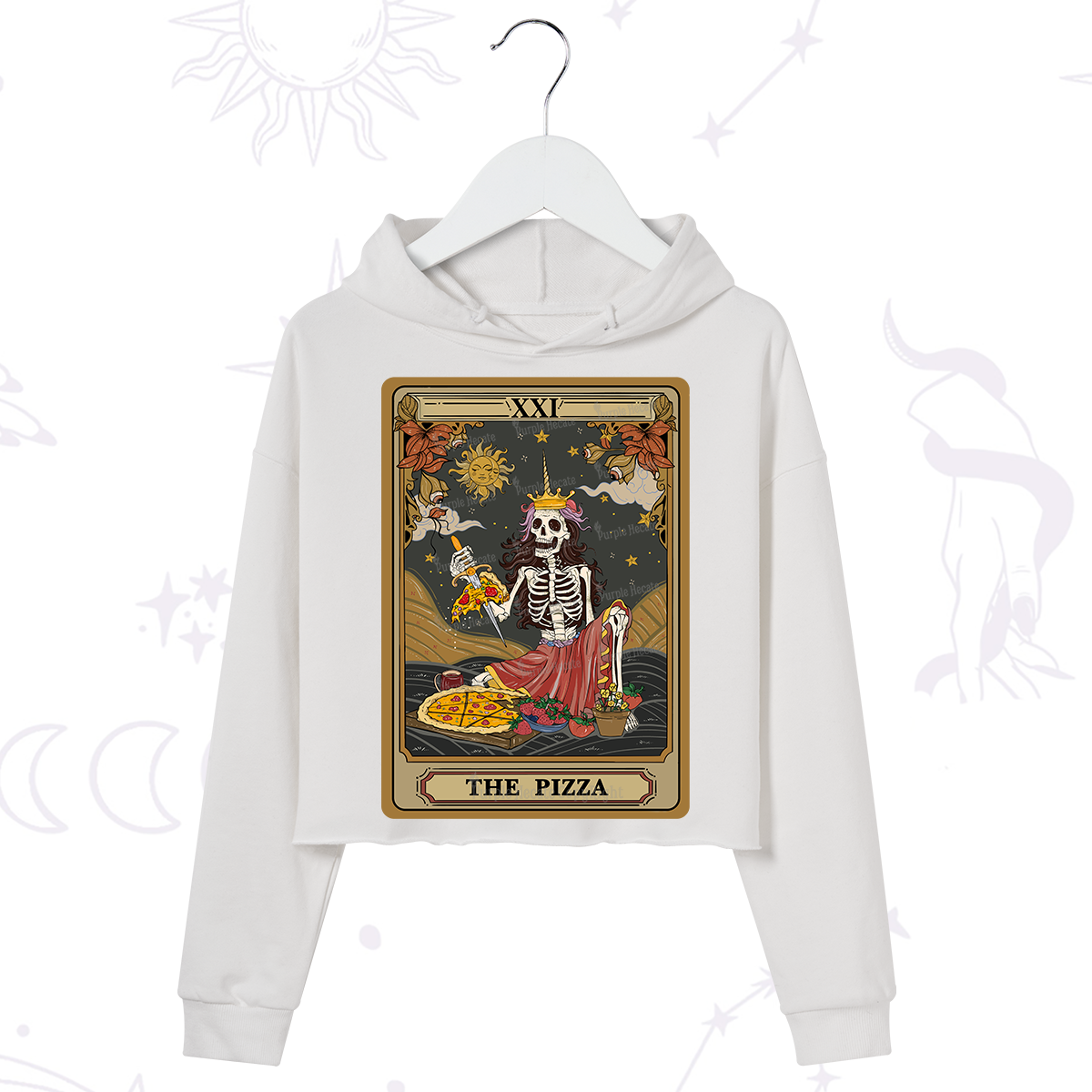 Purplehecate The Pizza Tarot Card Crop Hoodie