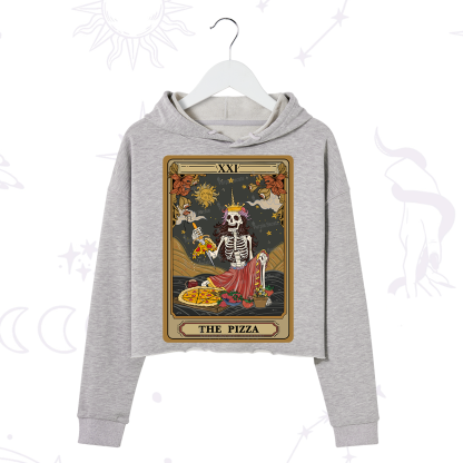 Purplehecate The Pizza Tarot Card Crop Hoodie