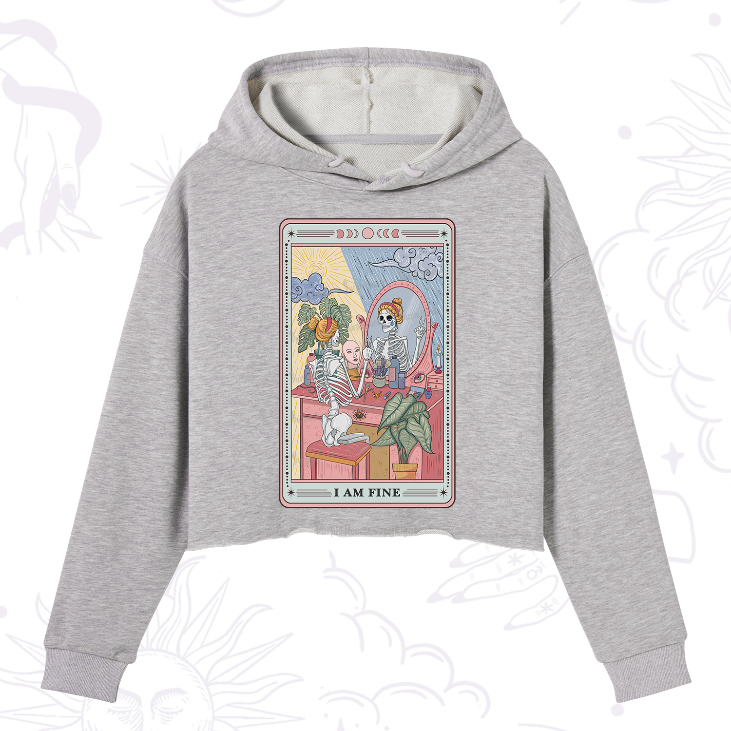 Purplehecate I Am Fine Tarot Card Crop Hoodie