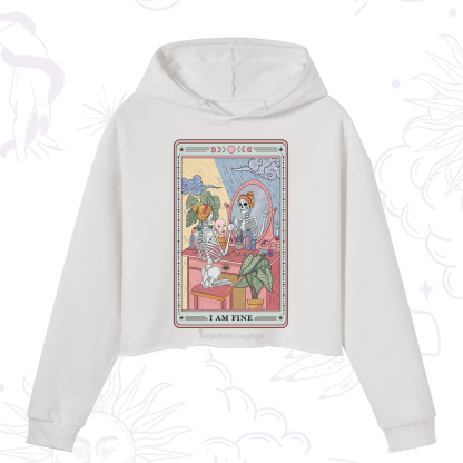 Purplehecate I Am Fine Tarot Card Crop Hoodie