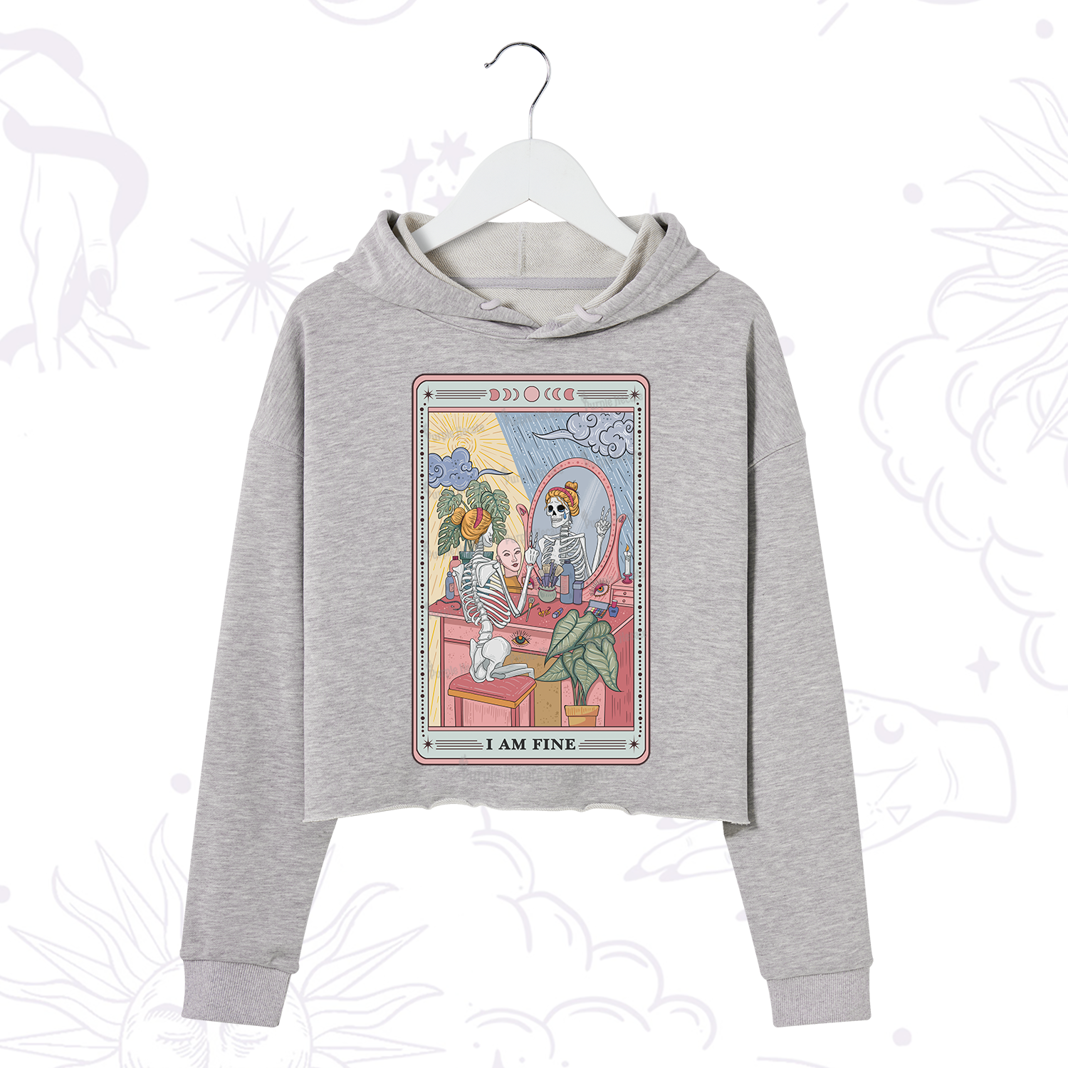 Purplehecate I Am Fine Tarot Card Crop Hoodie