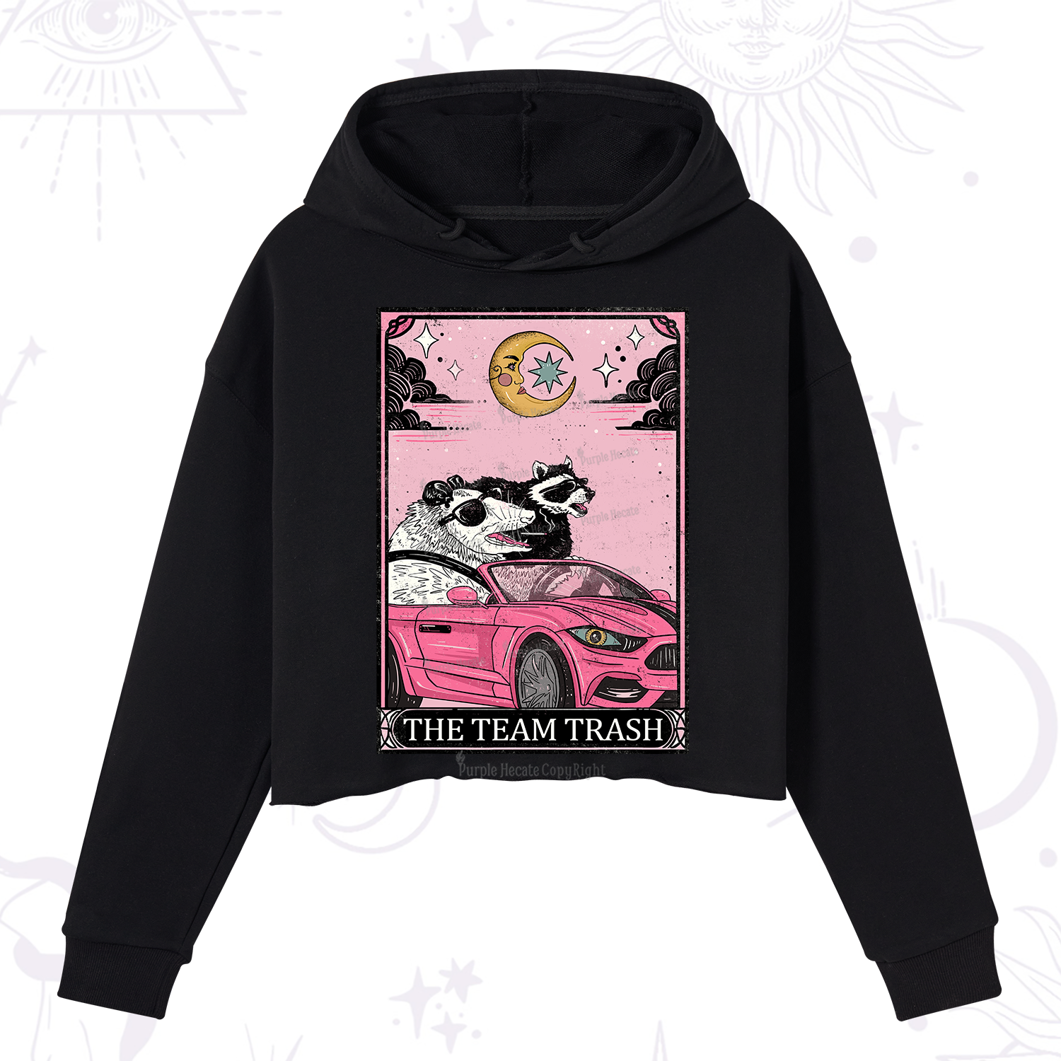 Purplehecate The Team Trash Tarot Card Crop Hoodie