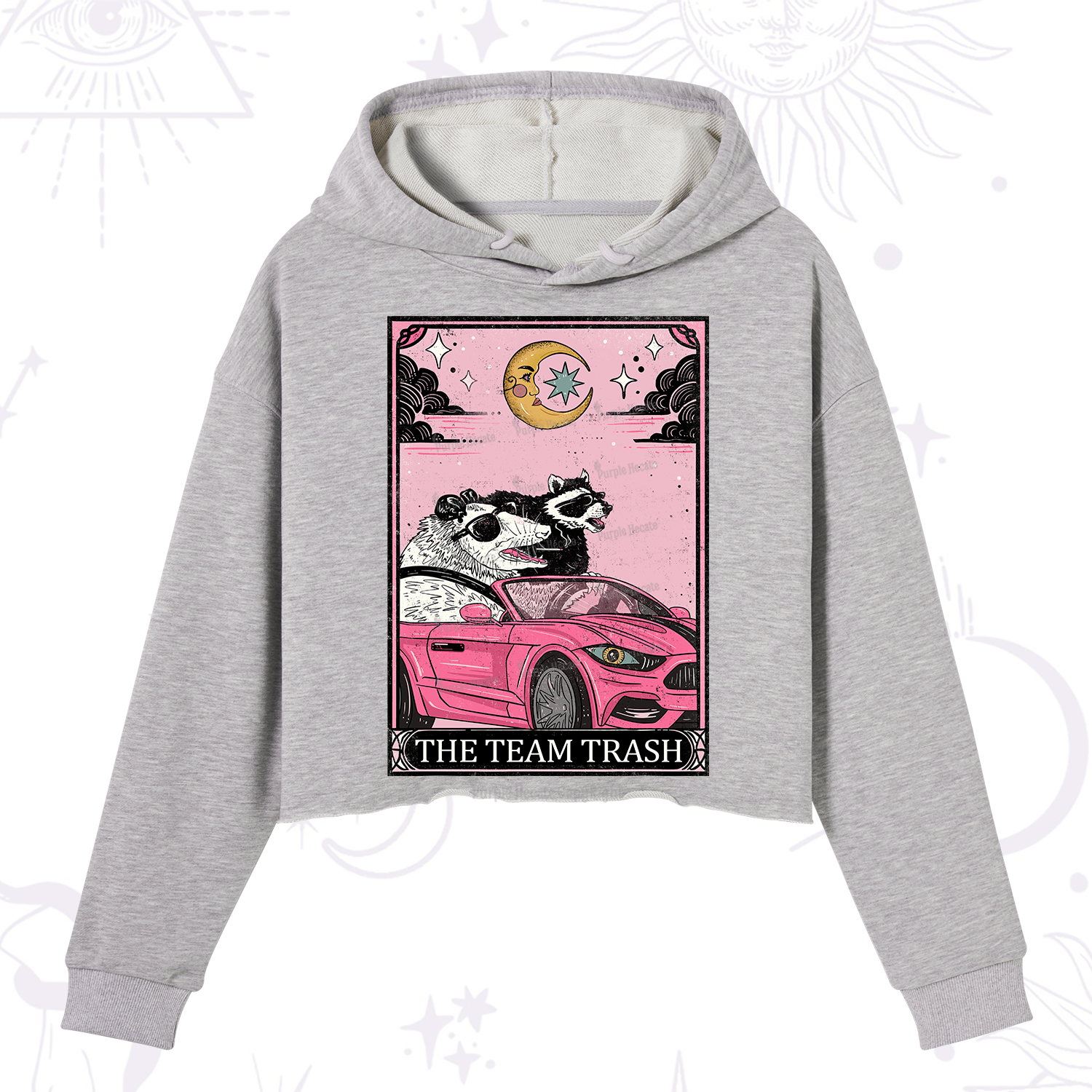 Purplehecate The Team Trash Tarot Card Crop Hoodie