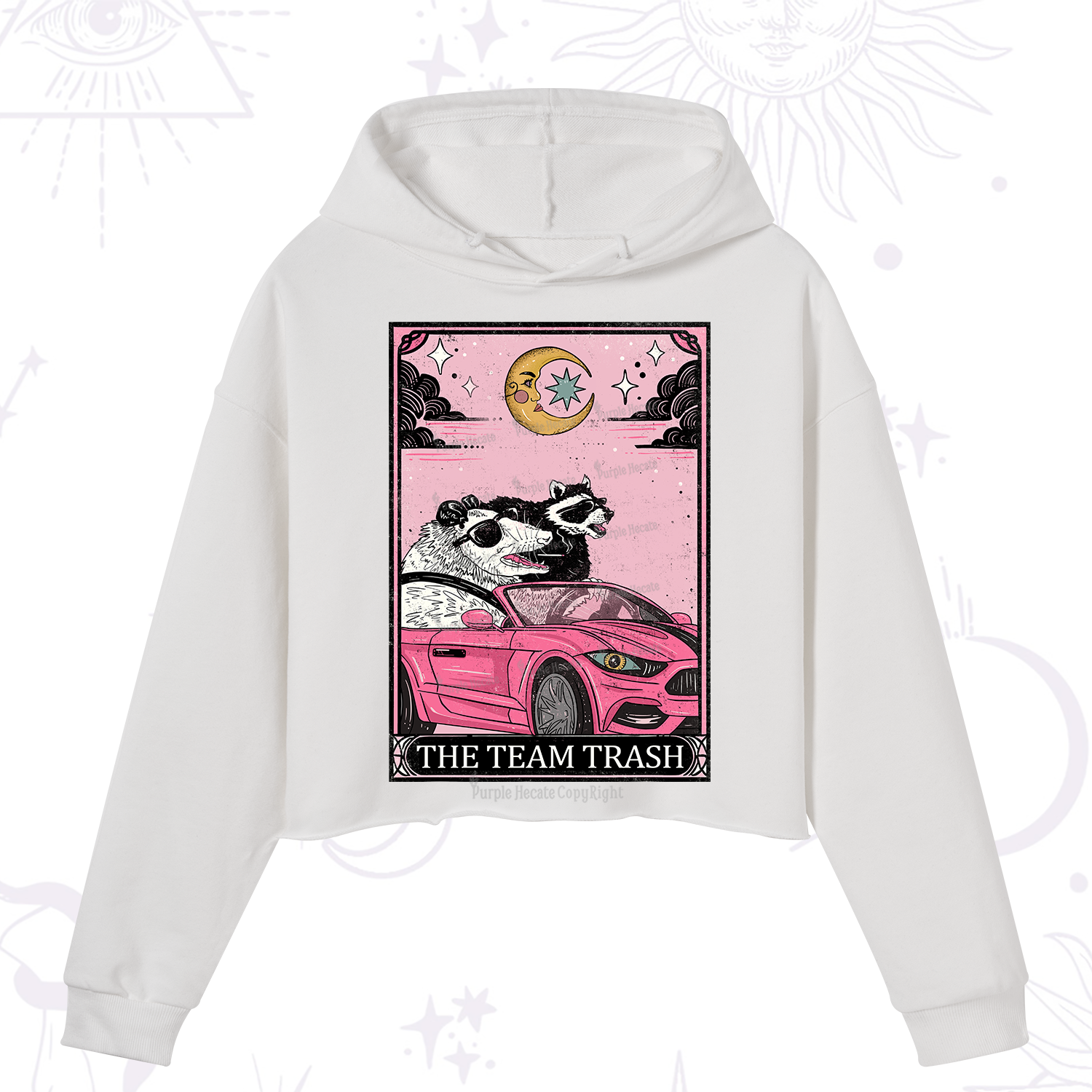 Purplehecate The Team Trash Tarot Card Crop Hoodie