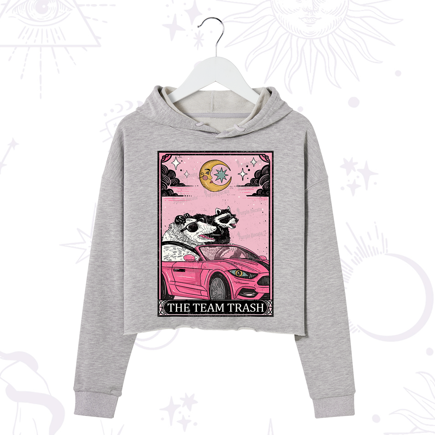 Purplehecate The Team Trash Tarot Card Crop Hoodie