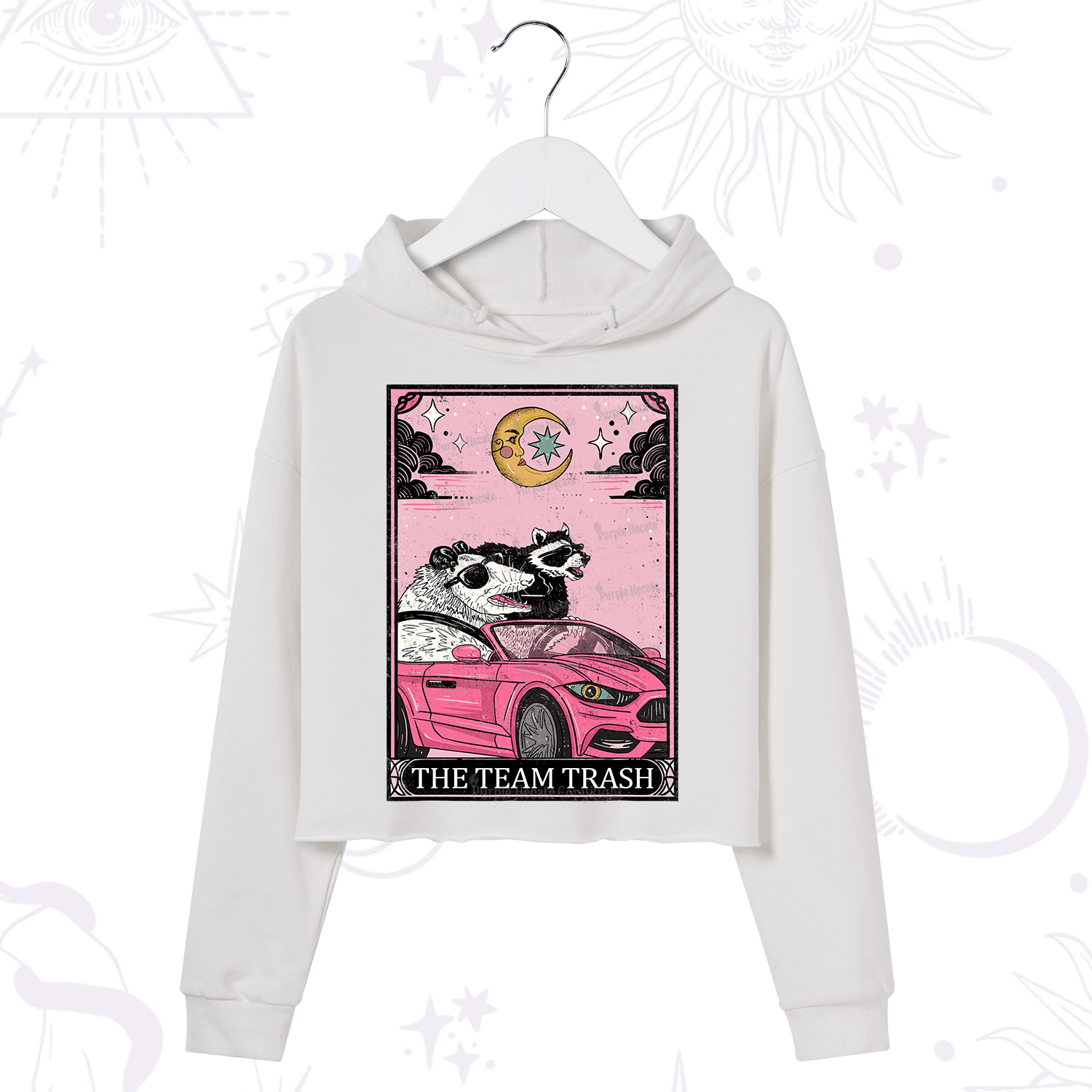 Purplehecate The Team Trash Tarot Card Crop Hoodie