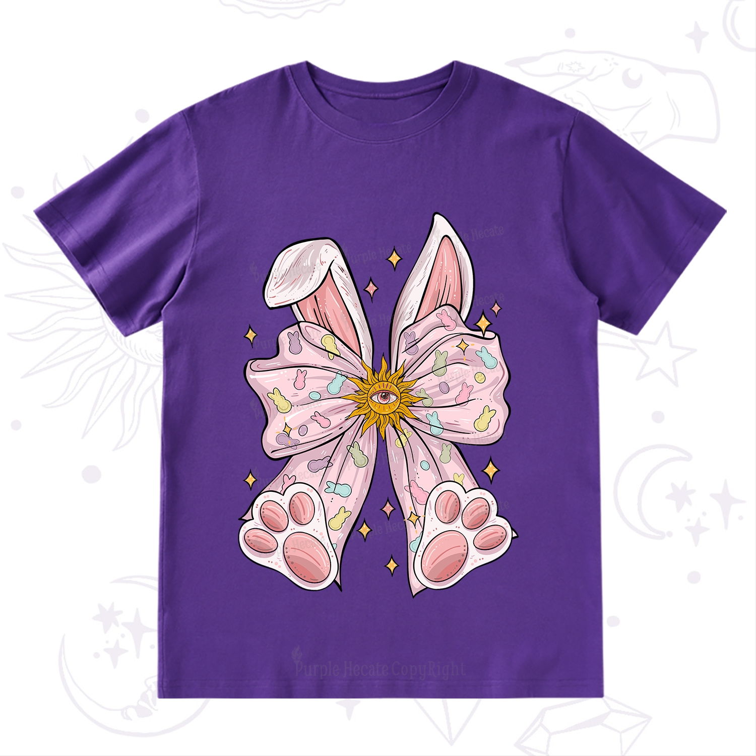 Purplehecate Mystical Bunny Bow Easter T-Shirt