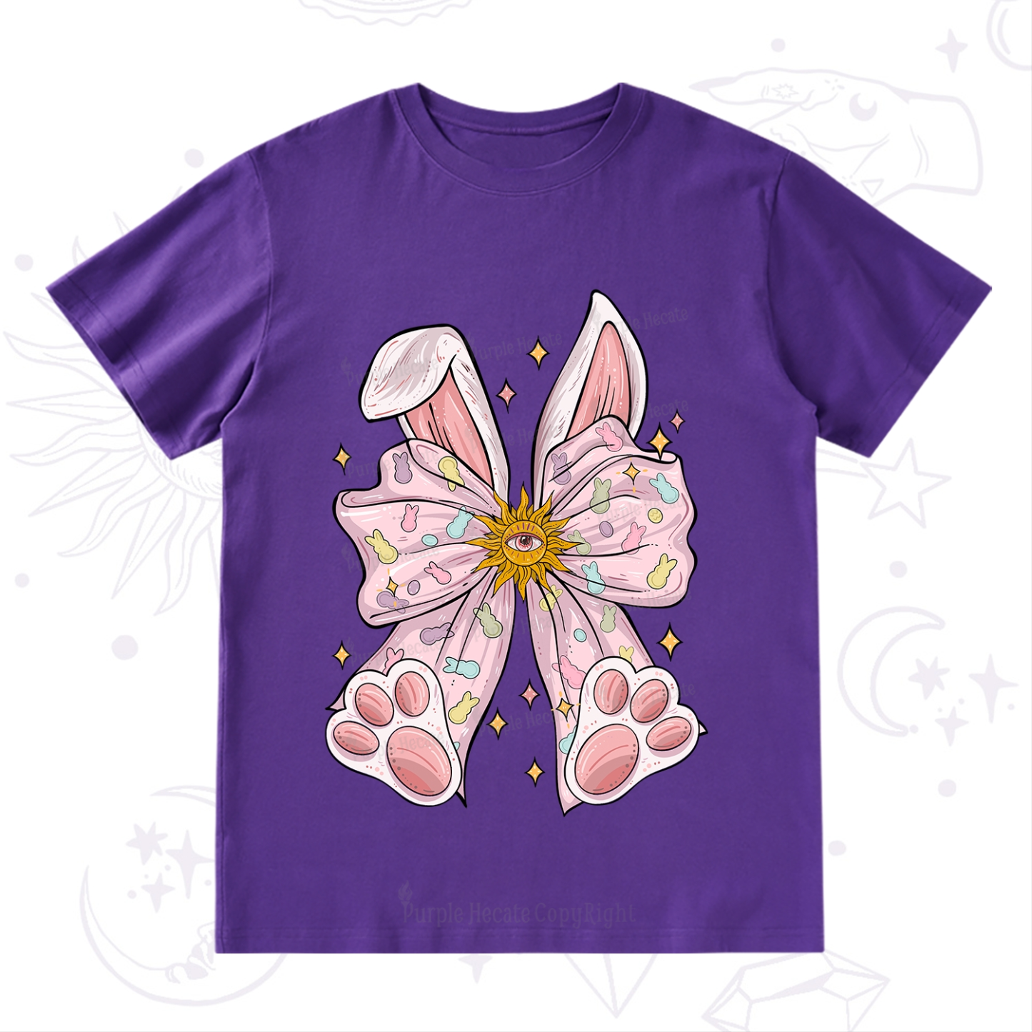 Purplehecate Mystical Bunny Bow Easter T-Shirt