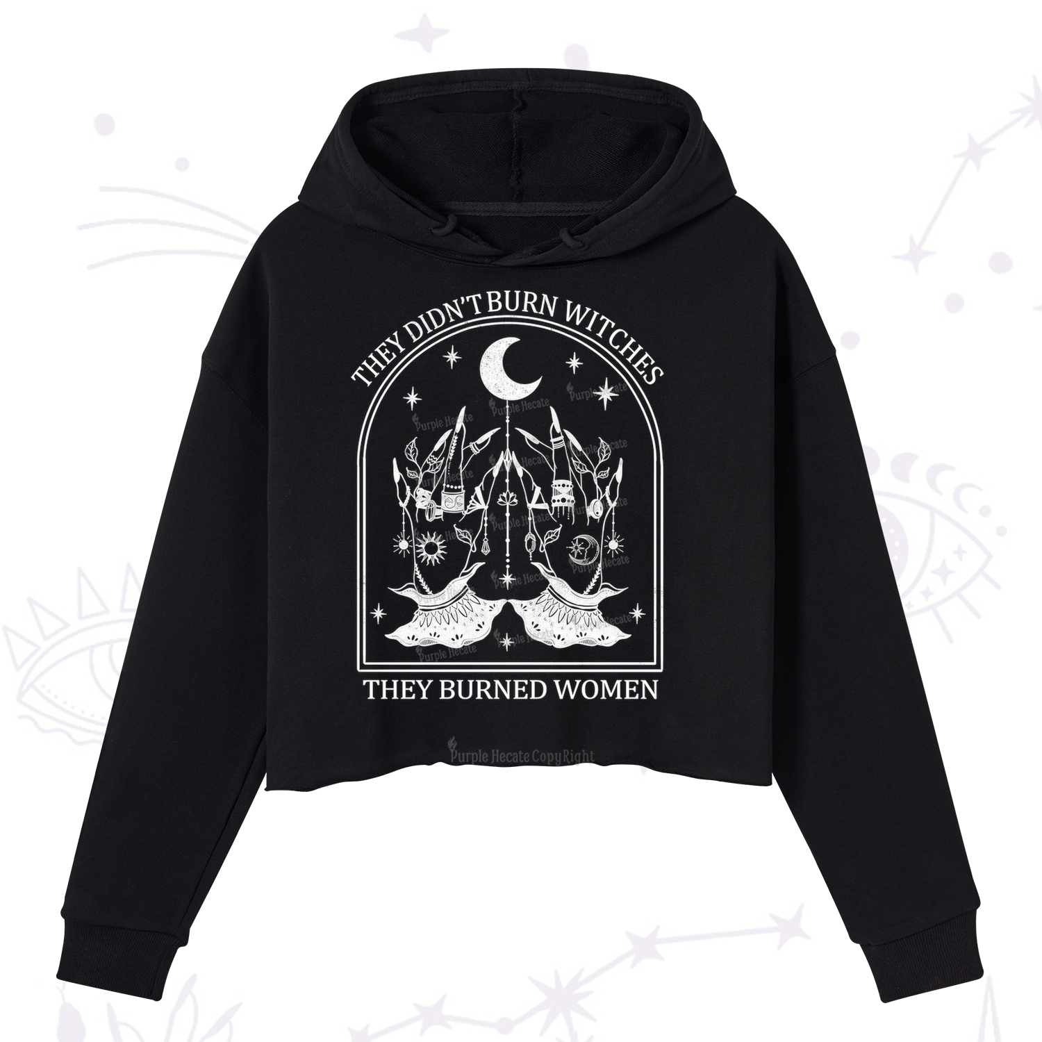 Purplehecate They Didn't Burn Witches Crop Hoodie