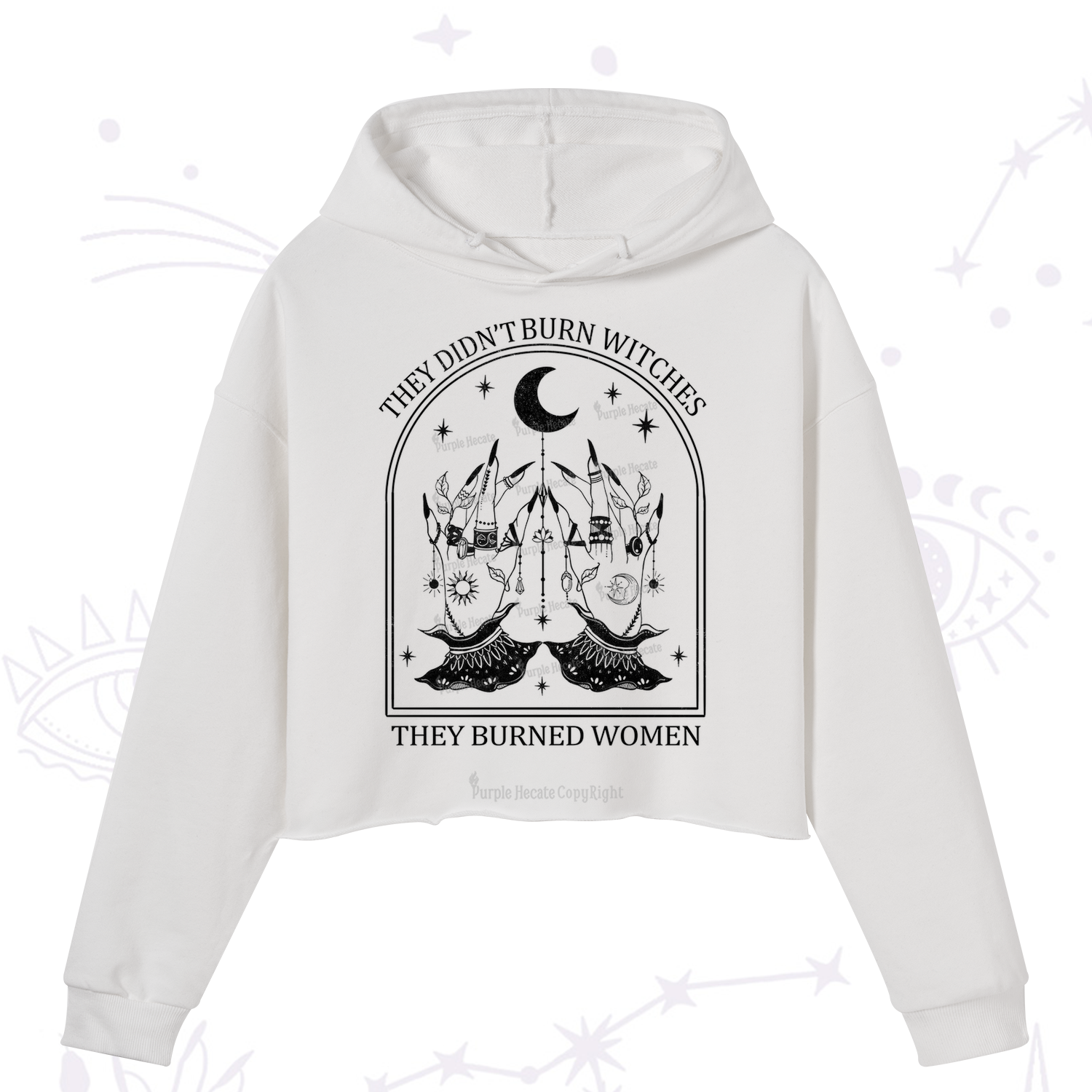 Purplehecate They Didn't Burn Witches Crop Hoodie