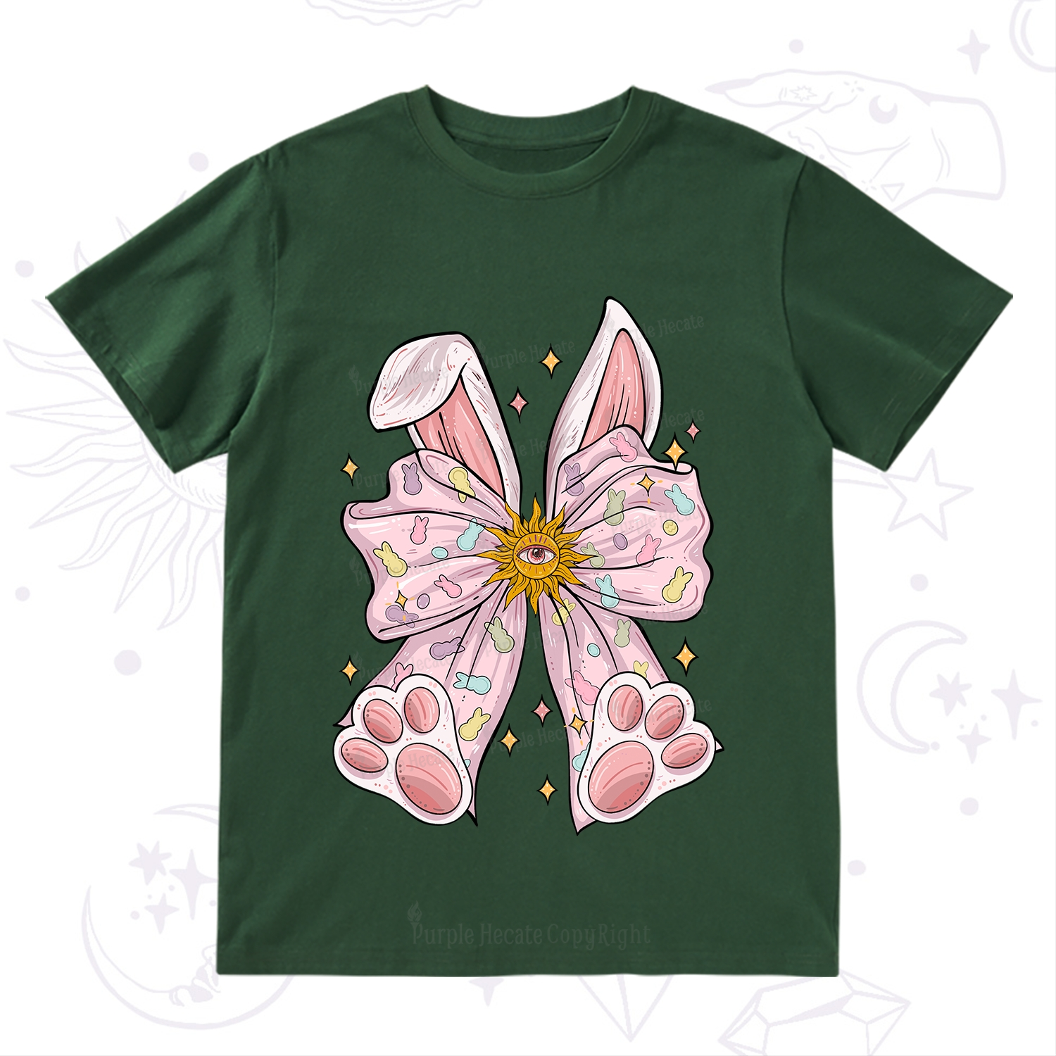 Purplehecate Mystical Bunny Bow Easter T-Shirt