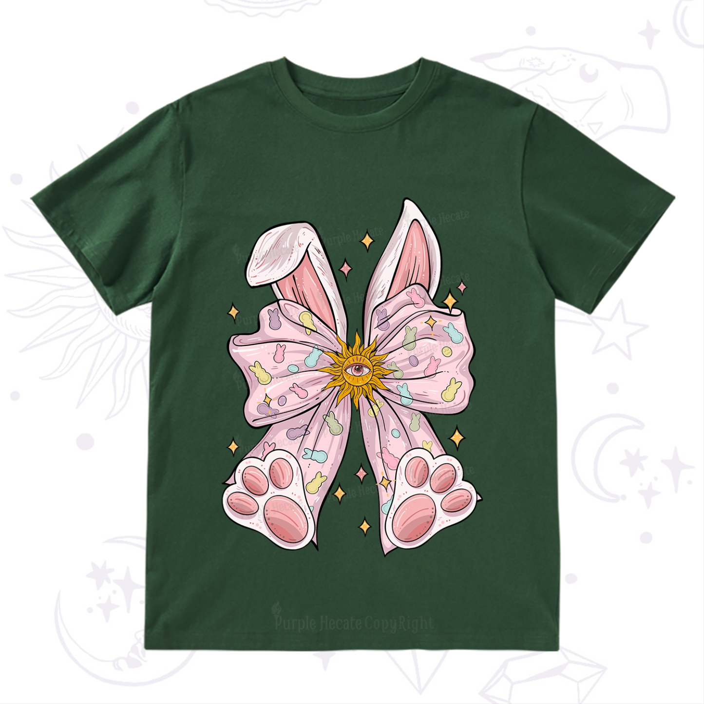 Purplehecate Mystical Bunny Bow Easter T-Shirt