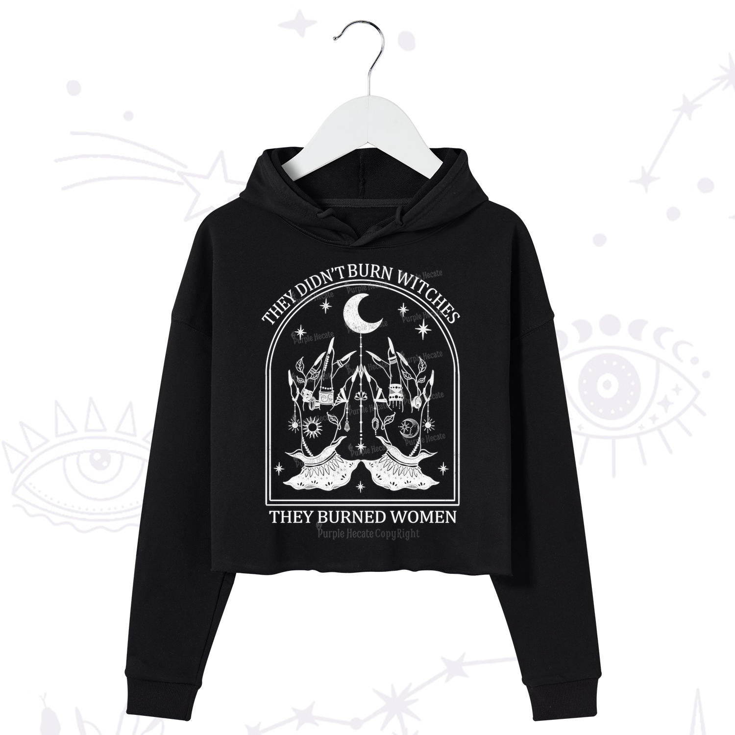 Purplehecate They Didn't Burn Witches Crop Hoodie