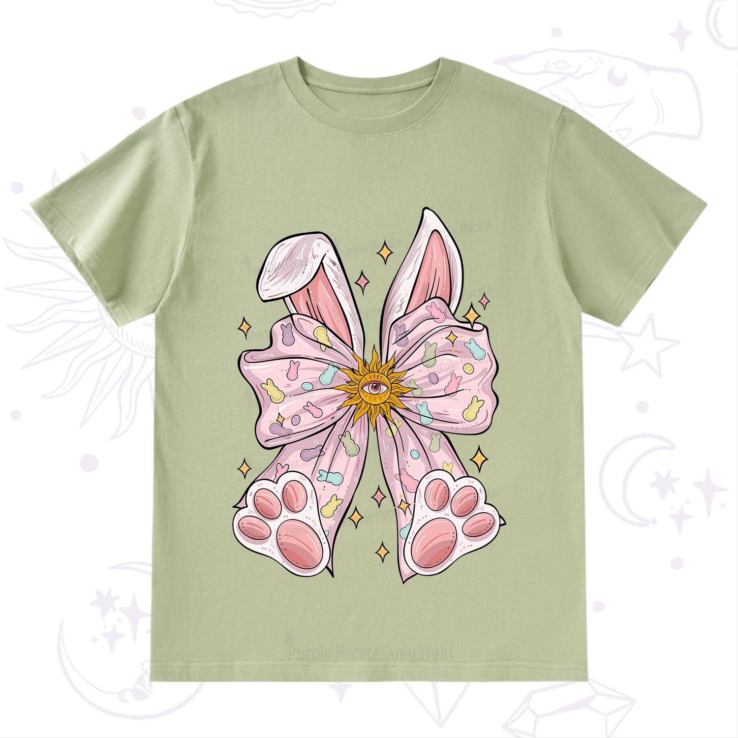 Purplehecate Mystical Bunny Bow Easter T-Shirt