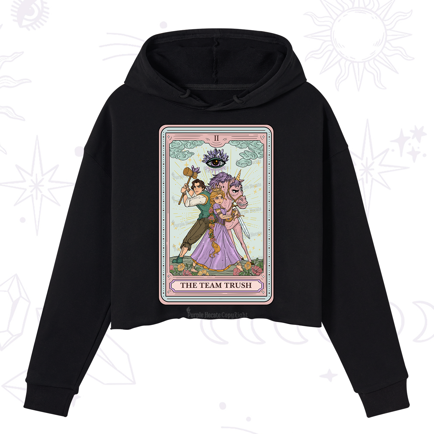 Purplehecate The Team Trush Tarot Card Crop Hoodie